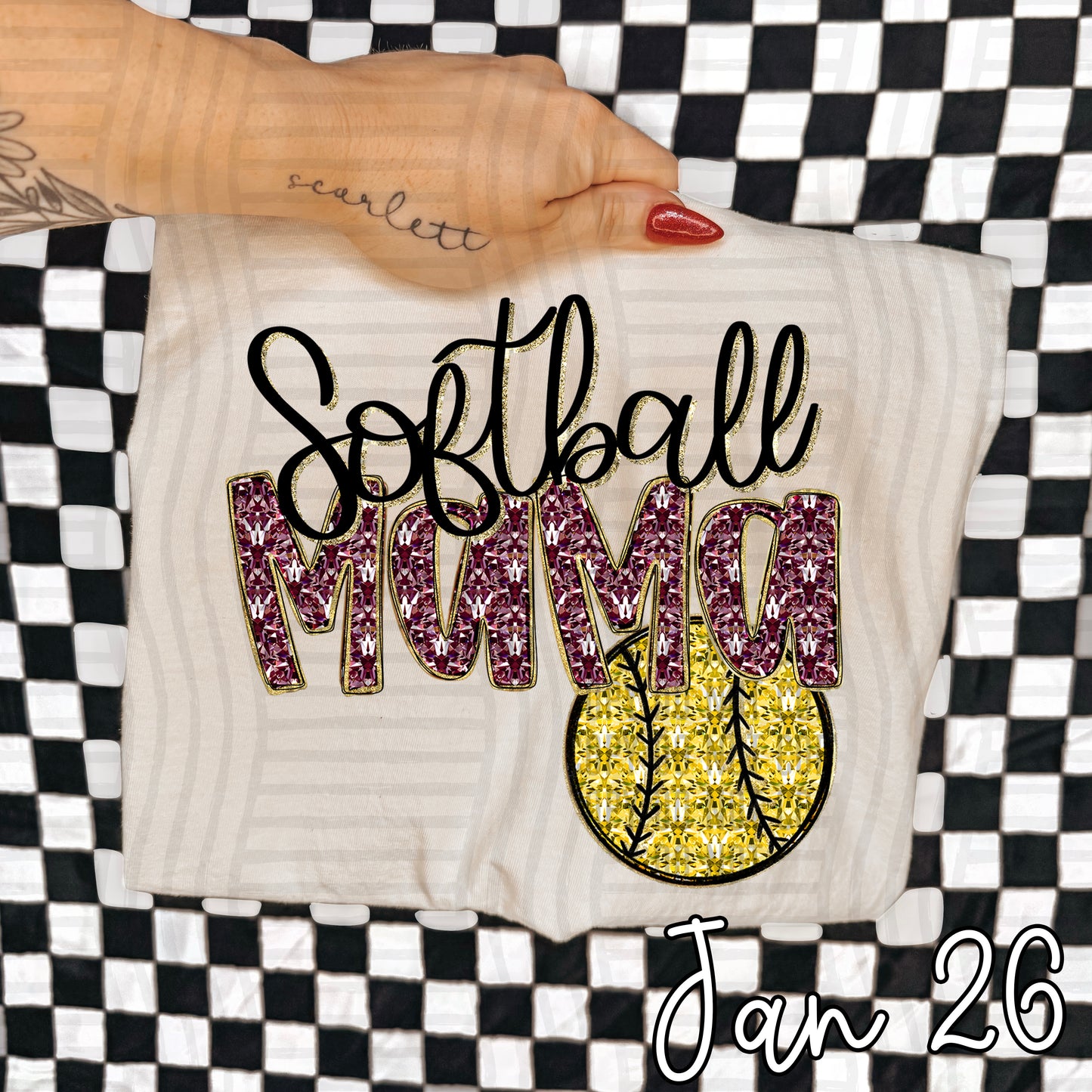 SOFTBALL Mama Bling - Faux Diamonds - Color Dropdown Digital Download 300DPI PNG FILE