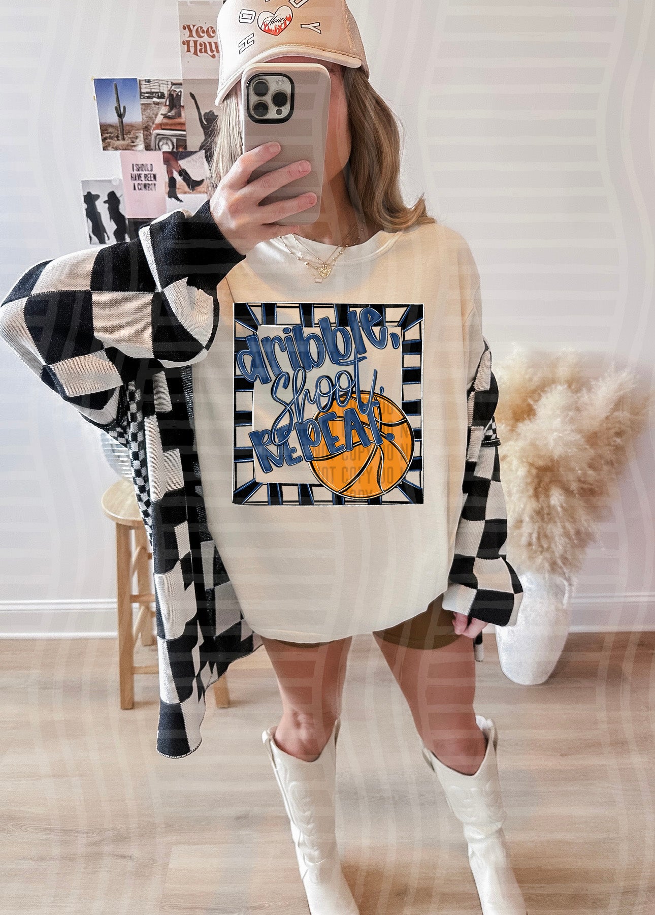 Dribble, Shoot, Repeat. - Color Dropdown Digital Download 300DPI PNG FILE