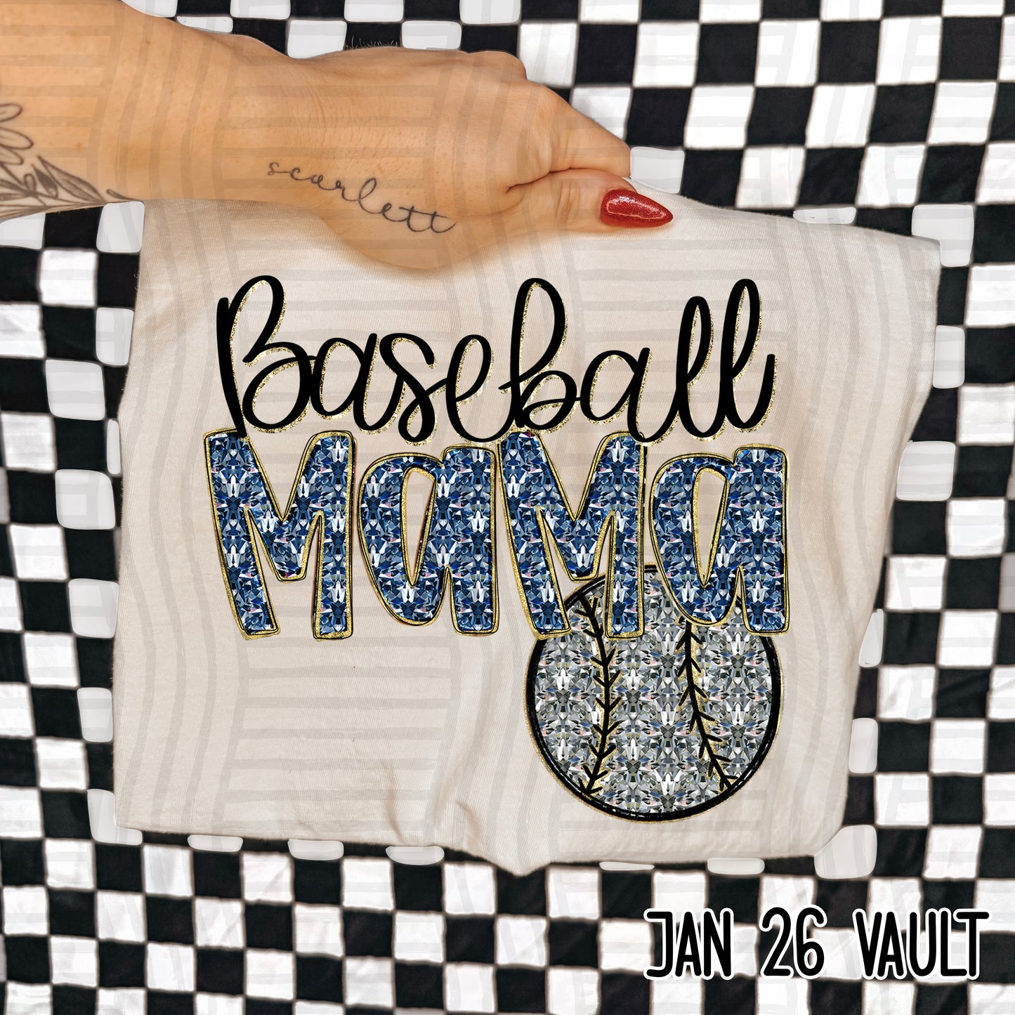 Baseball Mama Bling - Faux Diamonds - Color Dropdown Digital Download 300DPI PNG FILE