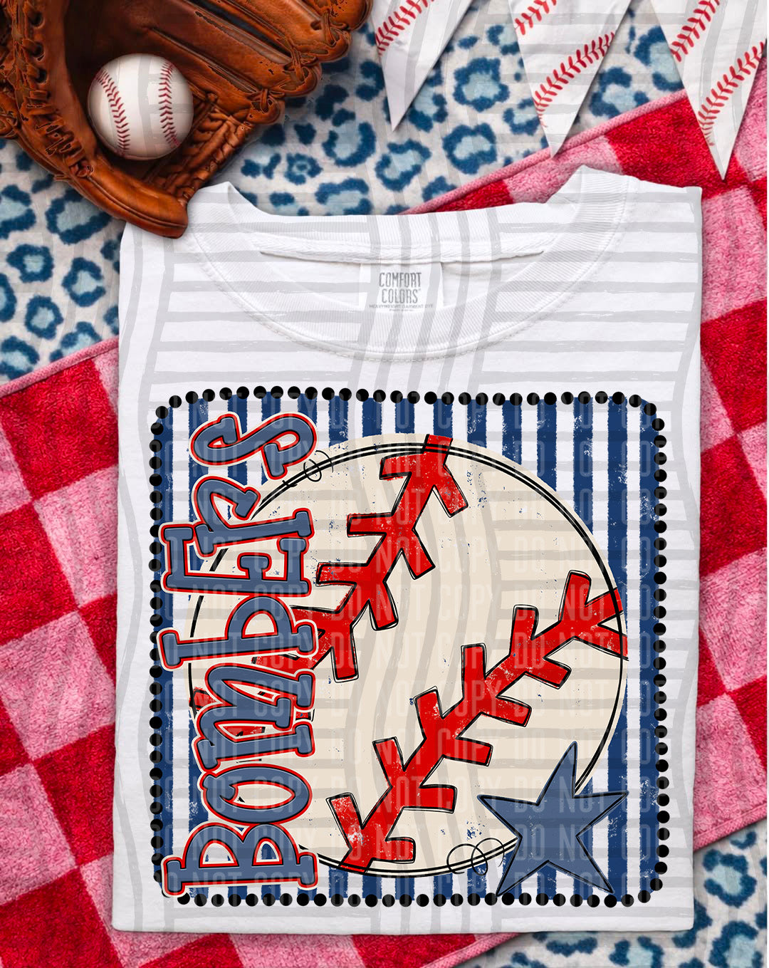 Baseball RWB Framed -  Custom + DROPDOWN - 300 DPI digital download