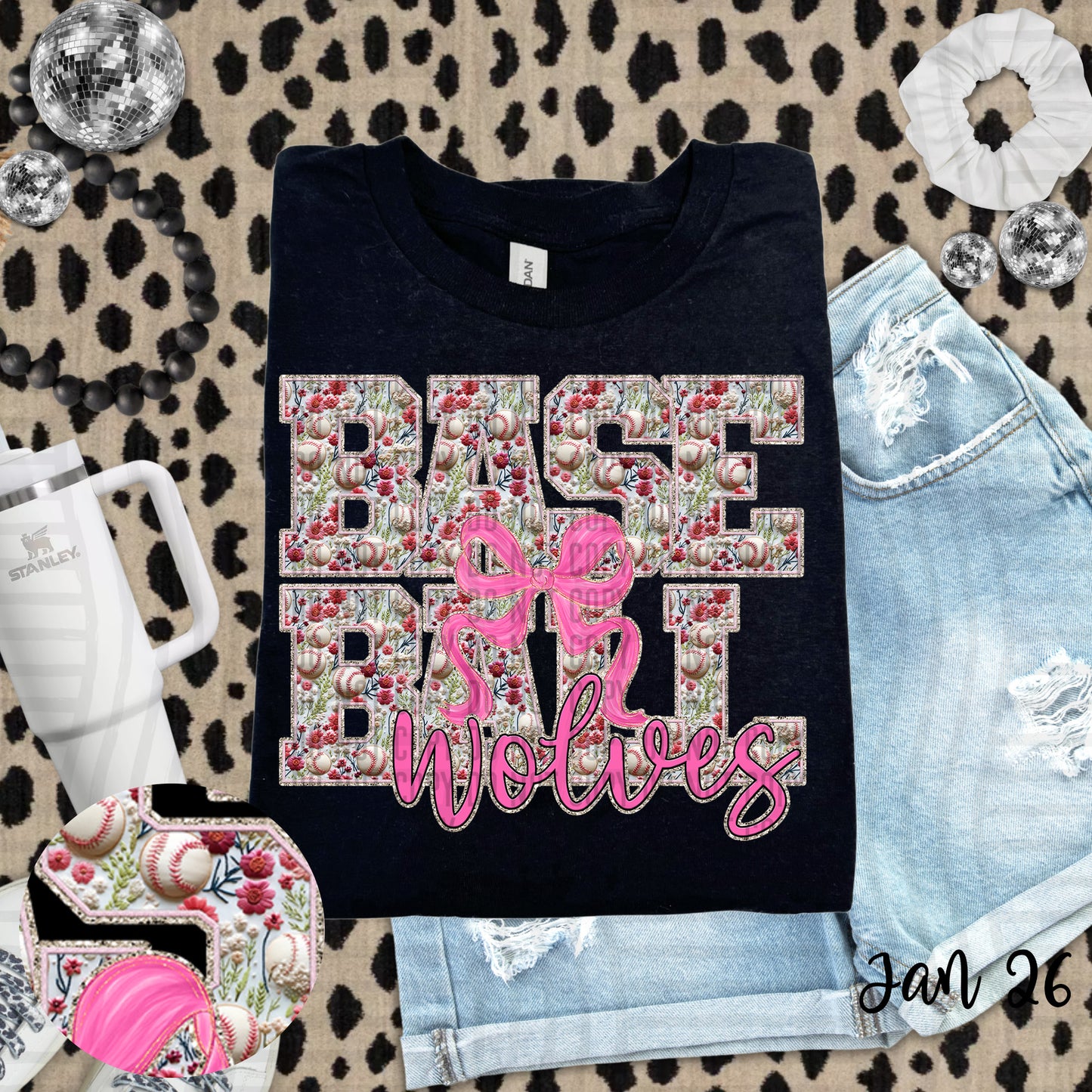 Floral Baseball  - Custom + DROPDOWN - 300 DPI digital download