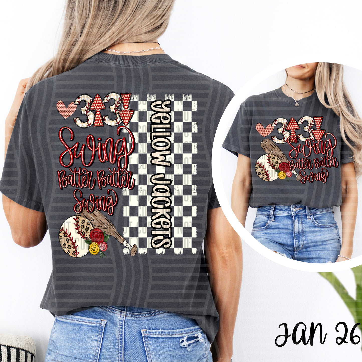Swing Batter BASEBALL + OPTIONAL FRONT full size design - Custom + DROPDOWN - 300 DPI digital download