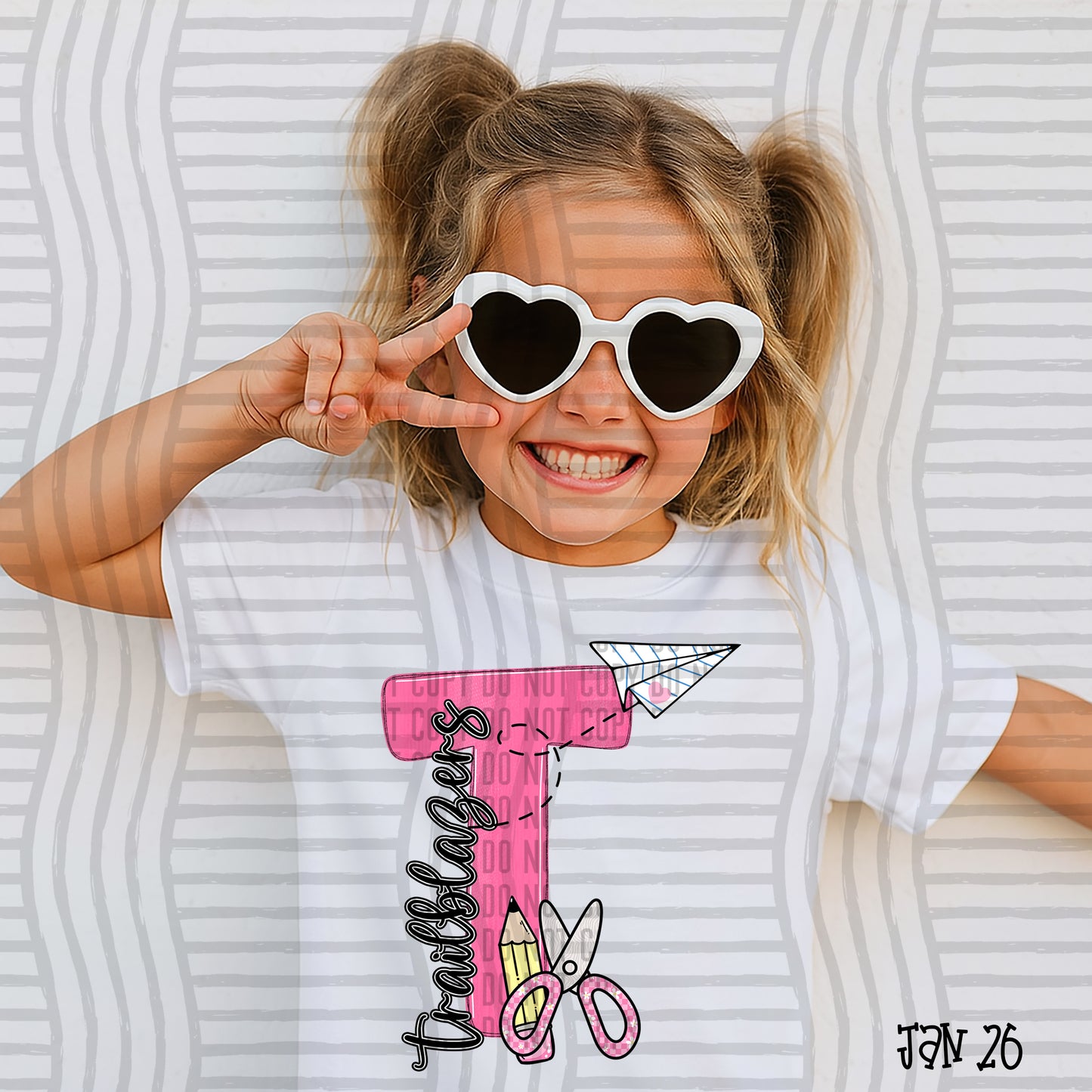 Pink Initials School -  Custom + DROPDOWN - 300 DPI digital download