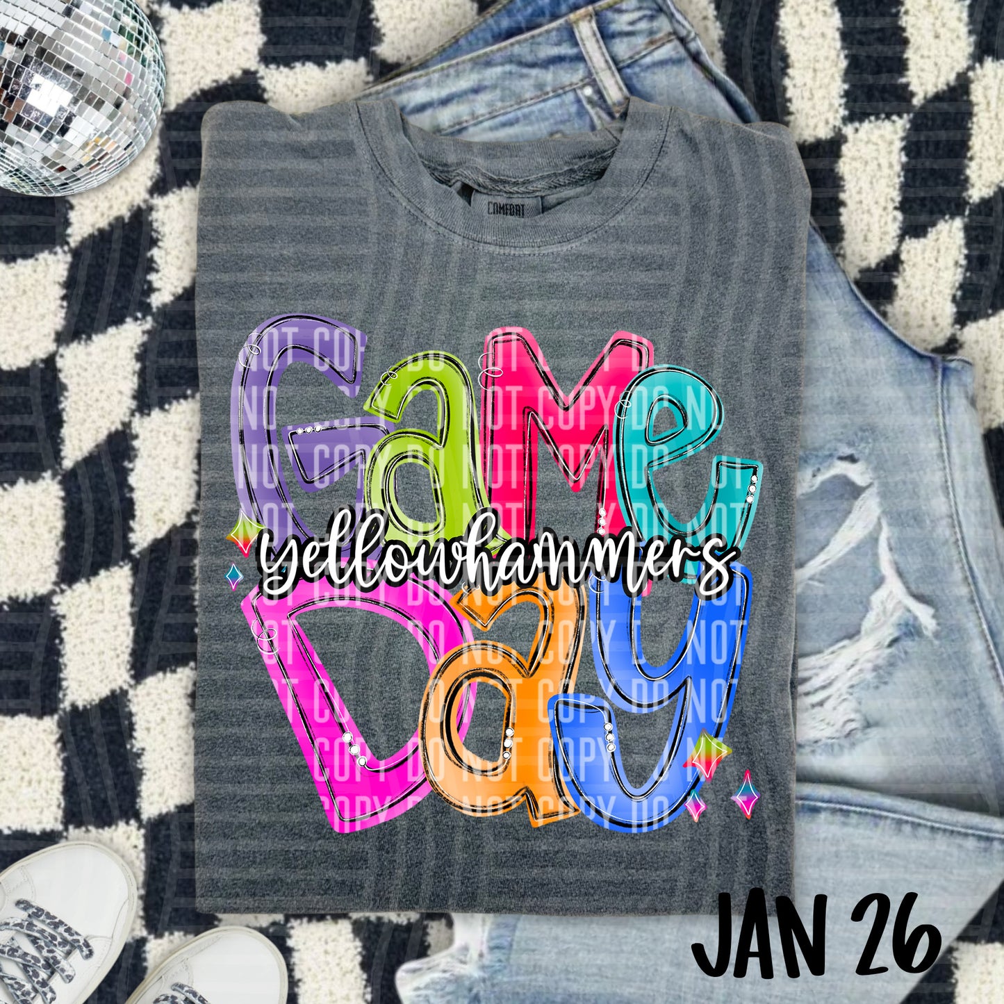 Hand Lettered Bright Preppy Game Day  - Custom + DROPDOWN - 300 DPI digital download