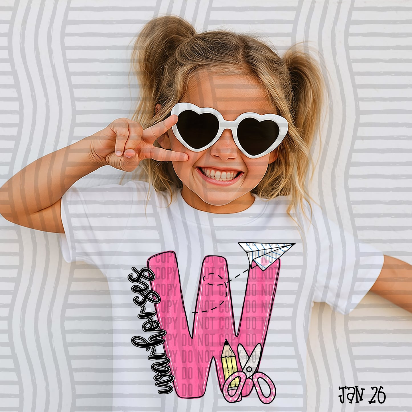 Pink Initials School -  Custom + DROPDOWN - 300 DPI digital download