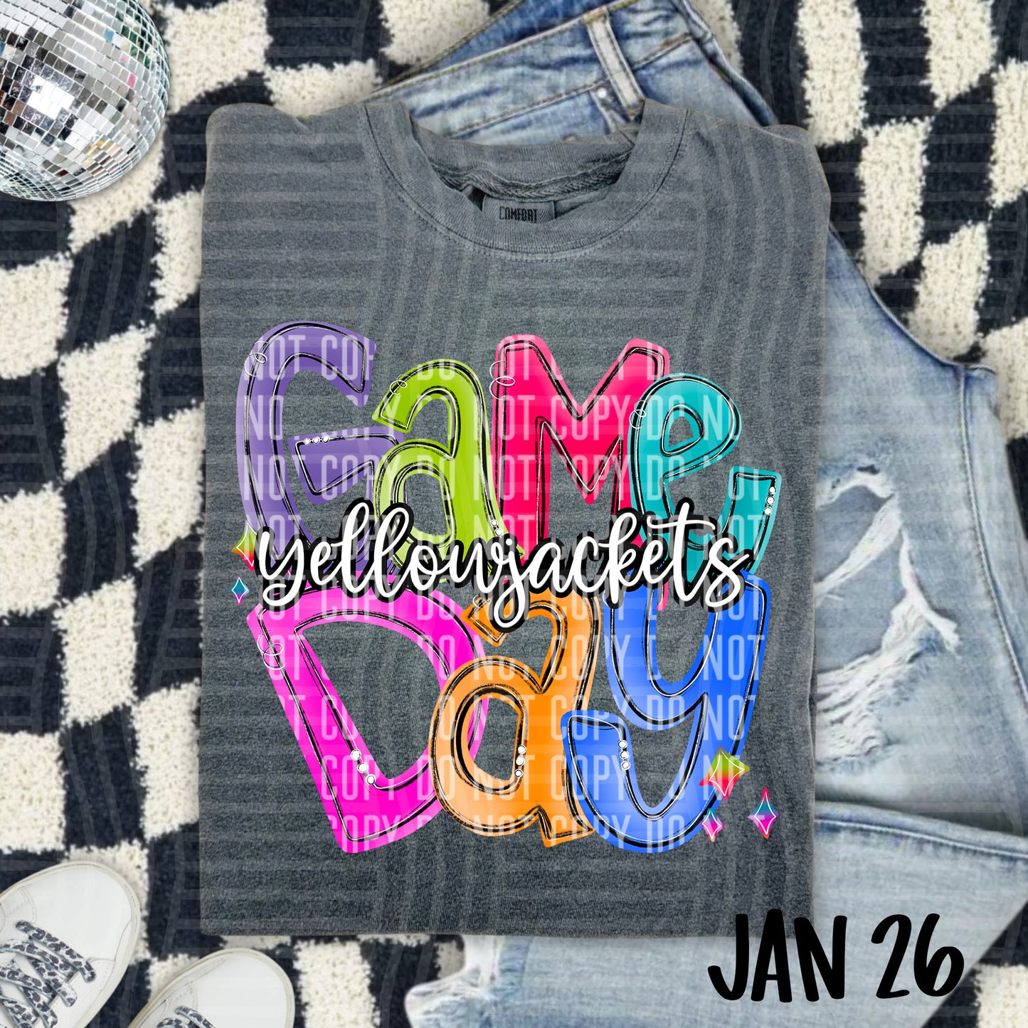 Hand Lettered Bright Preppy Game Day  - Custom + DROPDOWN - 300 DPI digital download