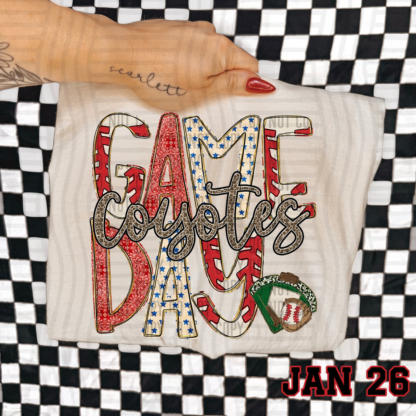 Game Day Baseball LEOPARD PRINT CENTER - Custom + DROPDOWN - 300 DPI digital download