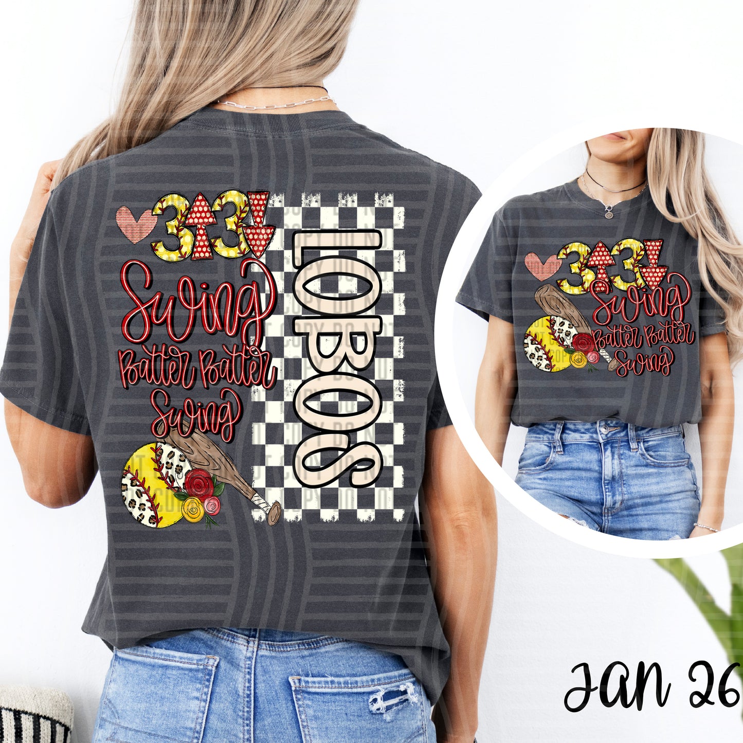 Swing Batter SOFTBALL + OPTIONAL FRONT full size design - Custom + DROPDOWN - 300 DPI digital download