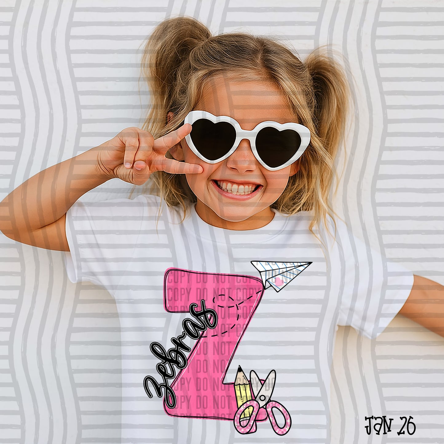 Pink Initials School -  Custom + DROPDOWN - 300 DPI digital download