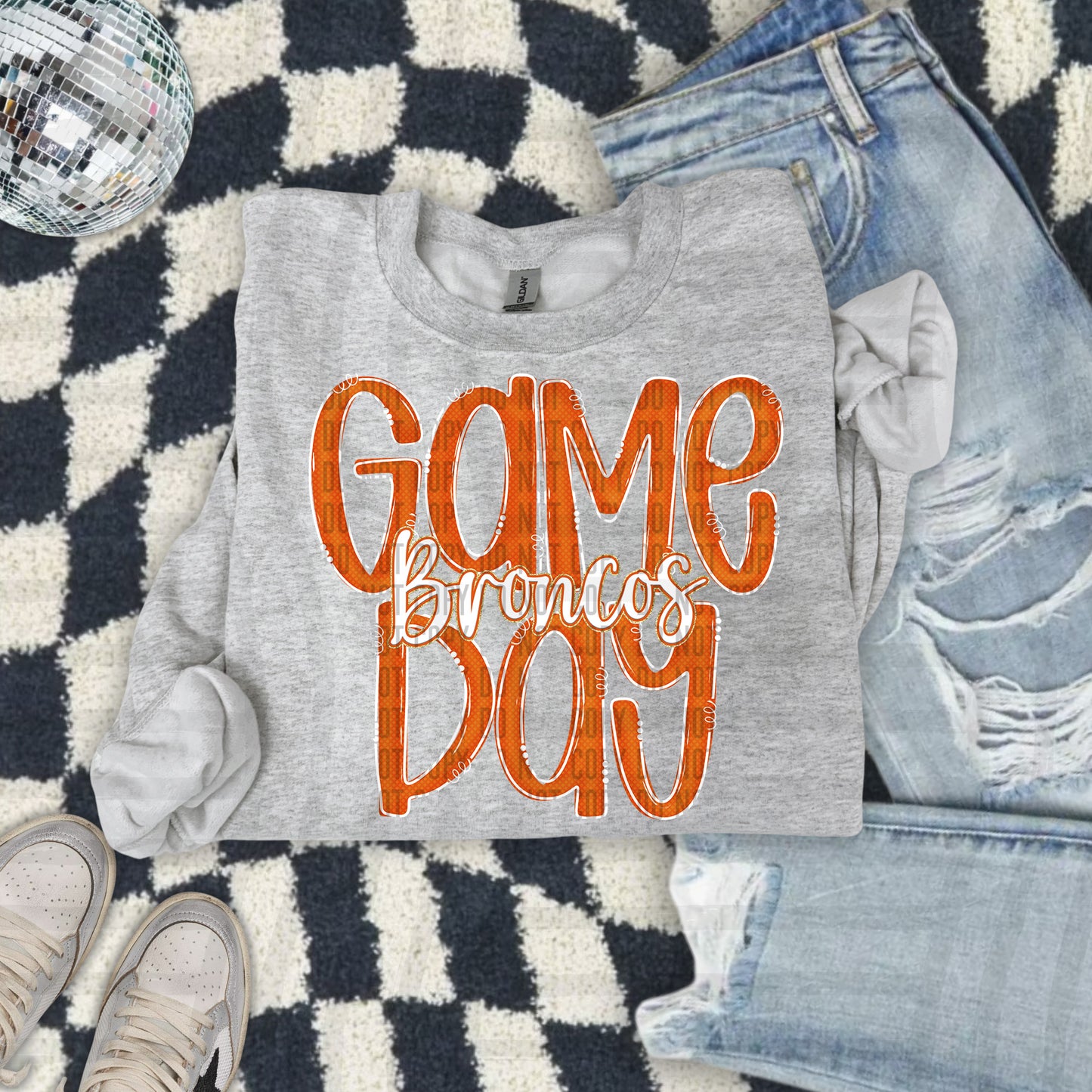 Orange - GAME DAY Doodles - 300 dpi Digital Download