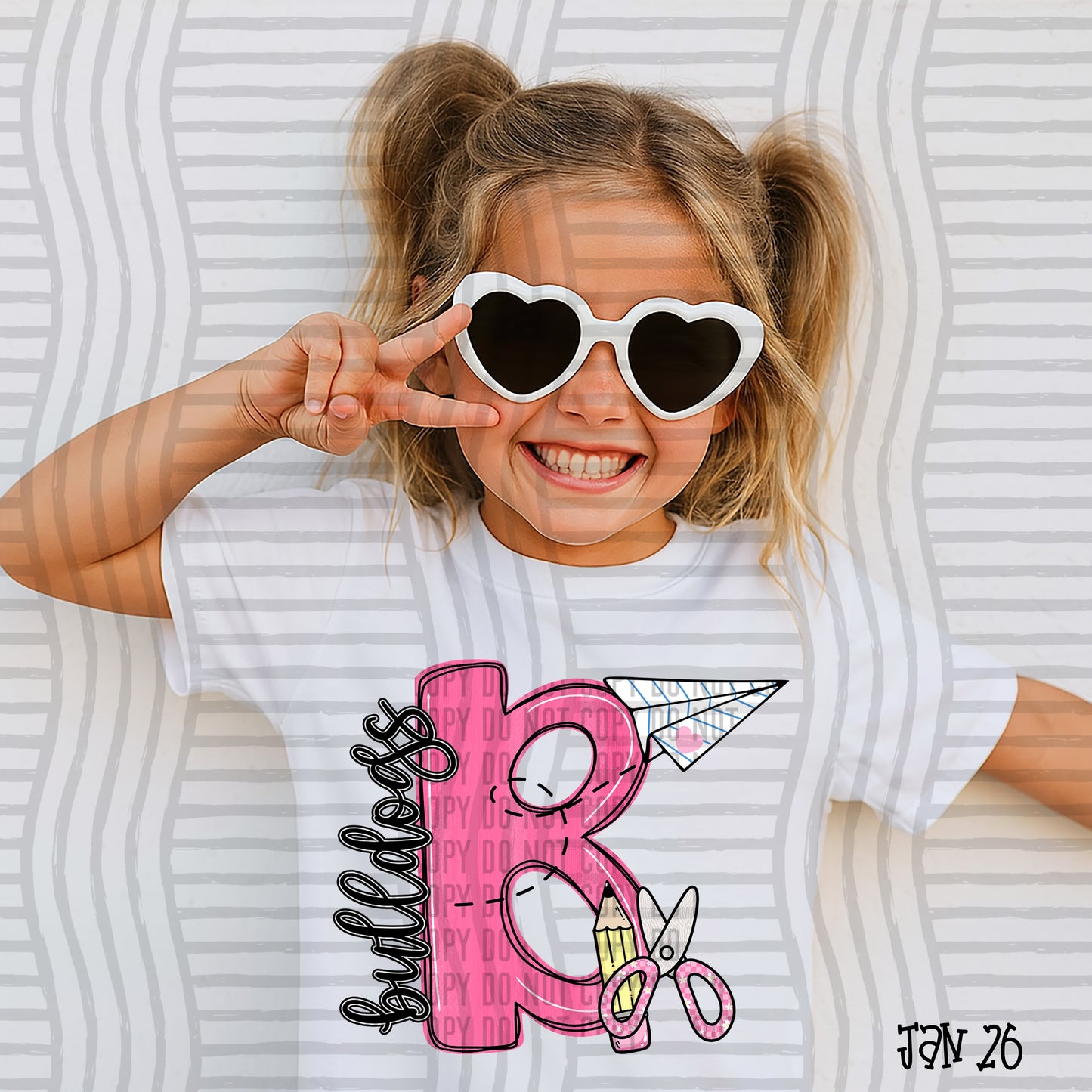 Pink Initials School -  Custom + DROPDOWN - 300 DPI digital download