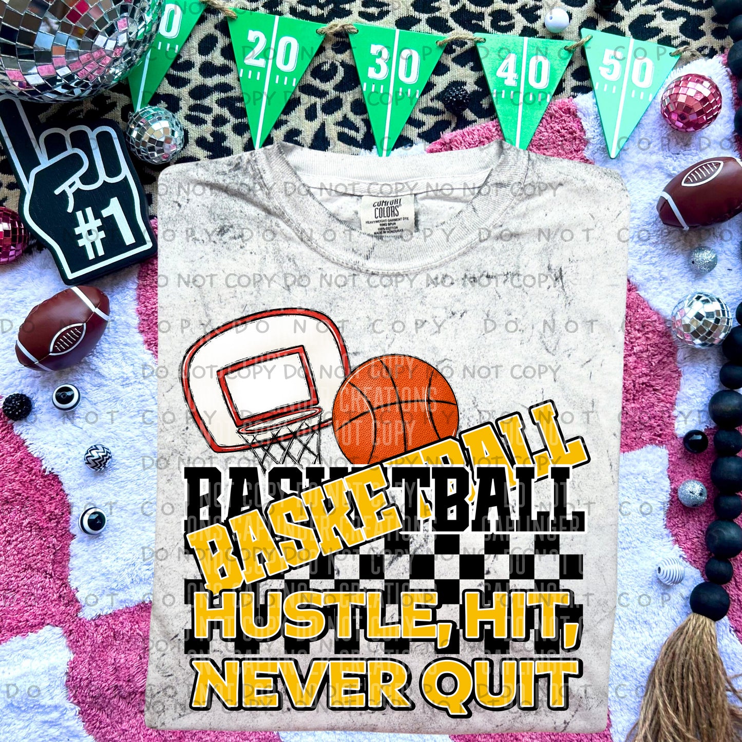 BASKETBALL hustle, hit , never quit - Color Dropdown Digital Download 300DPI PNG FILE