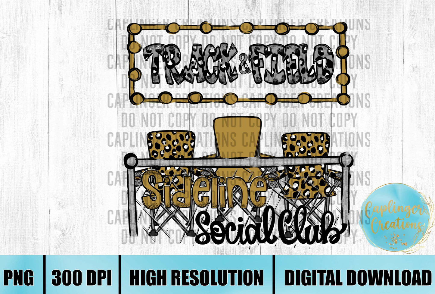 Gold Track & Field Sidelines Social Club - Digital download 300DPI PNG FILE