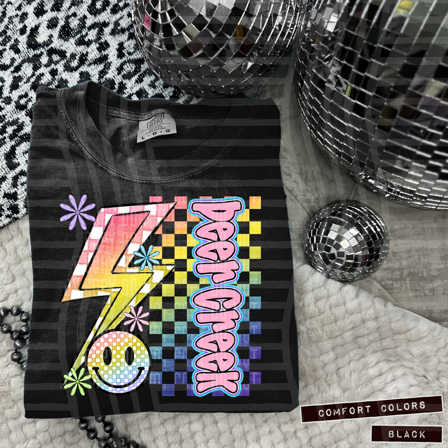 Sideways Rainbow Checker Bolt Happy Mascots Dropdown - Digital Download 300DPI PNG FILE