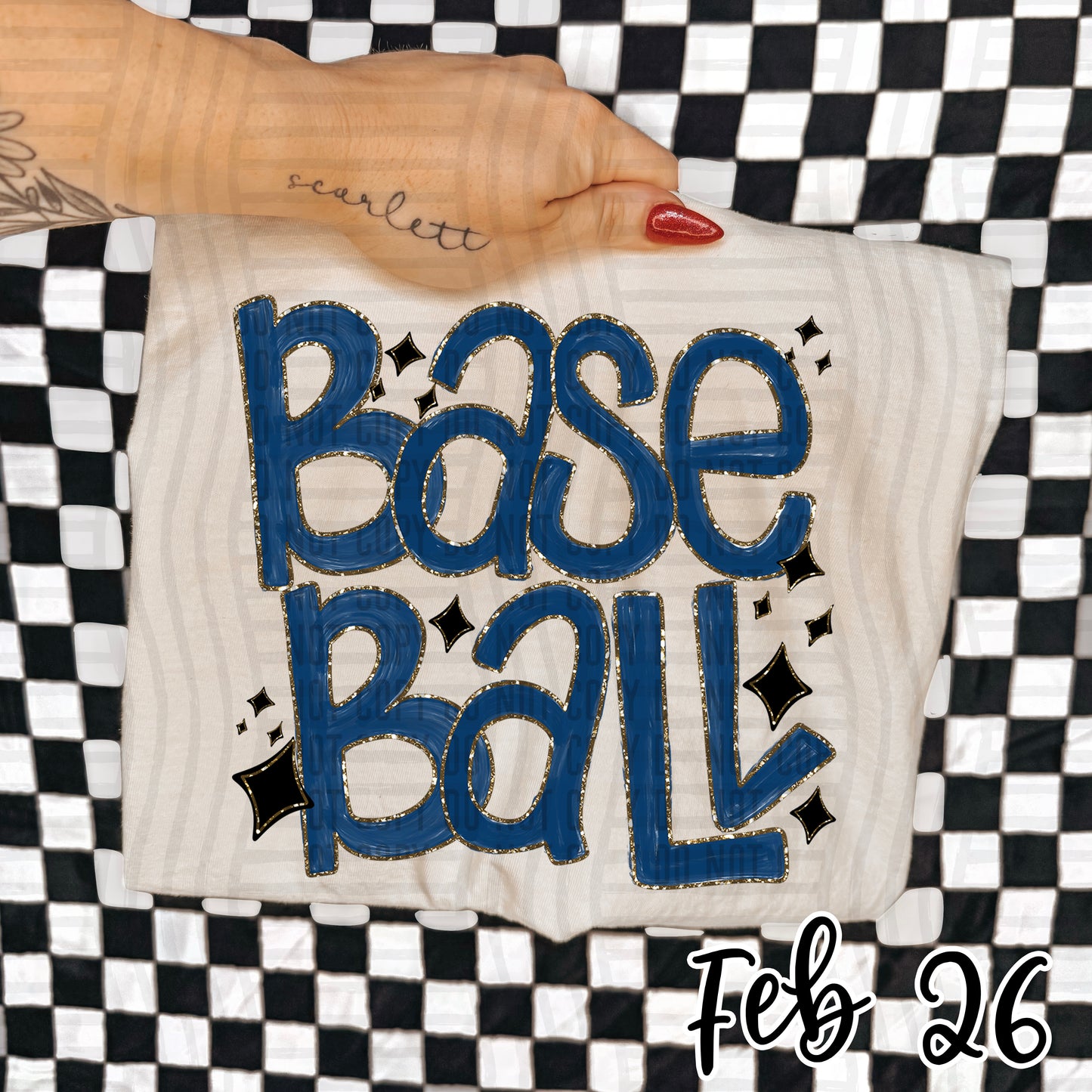 Baseball Hand Lettered -  Color Dropdown Digital Download 300DPI PNG FILE