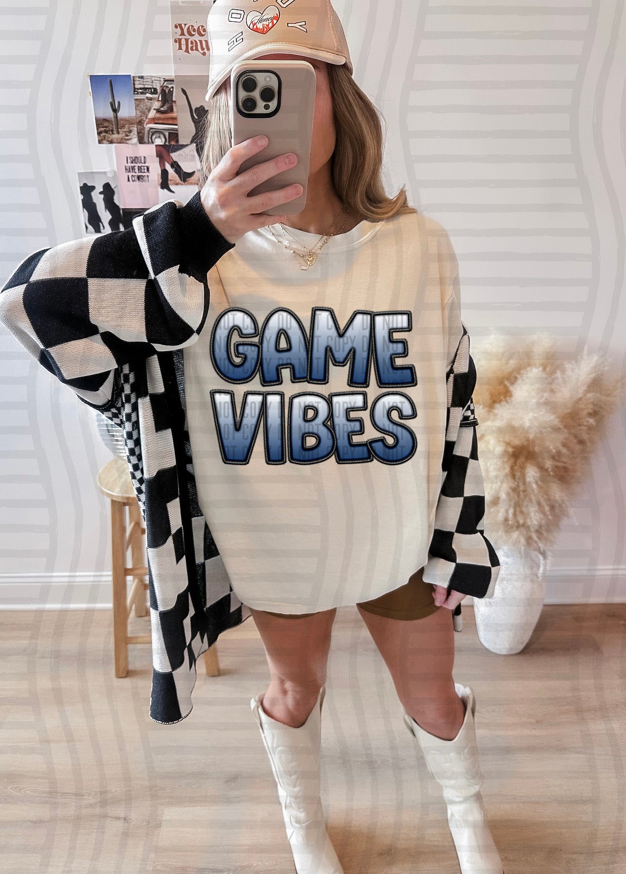 GAME VIBES - SOLID OMBRE - Faux Embroidery - Color Dropdown Digital Download 300DPI PNG FILE