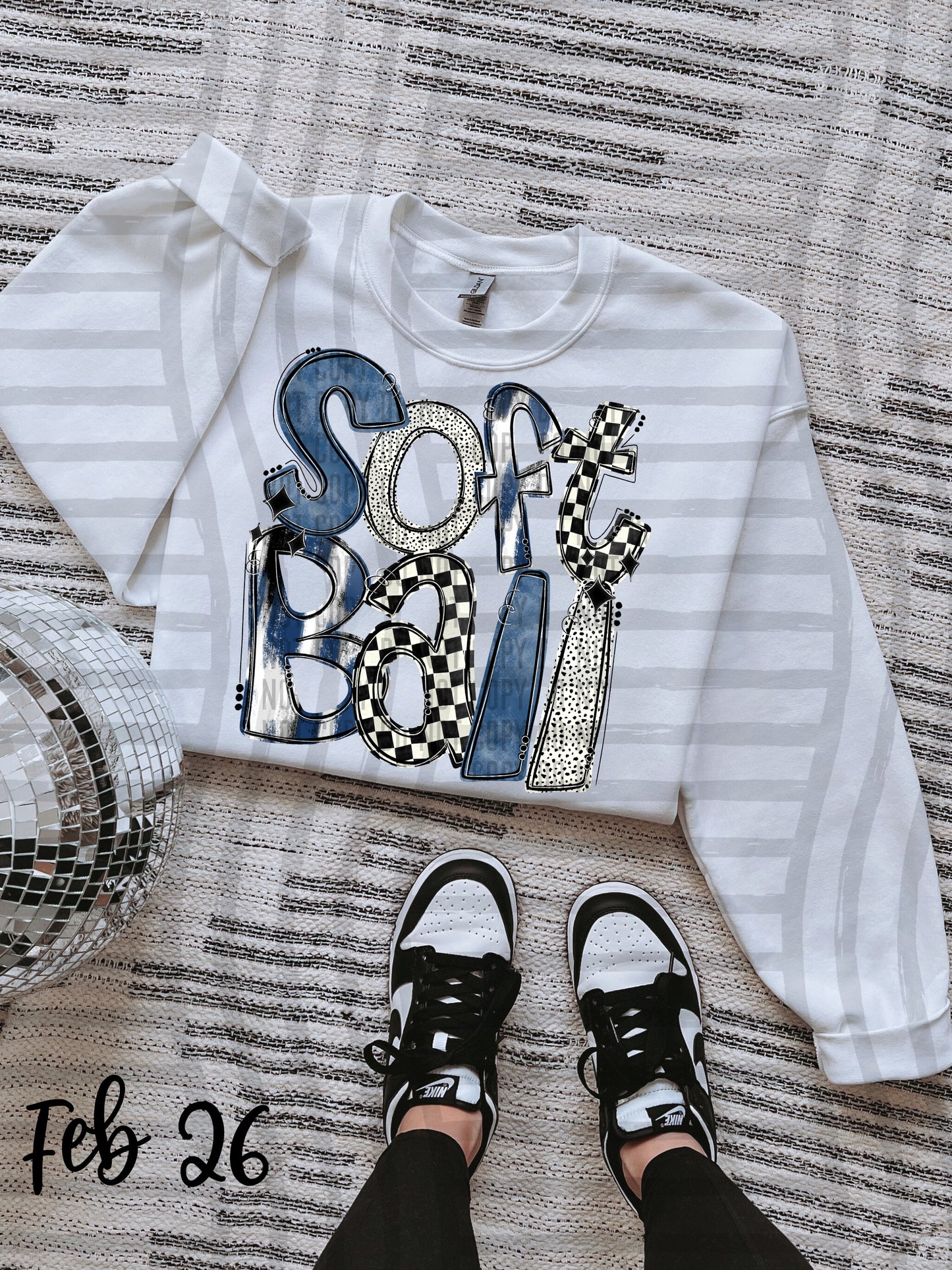 HAND LETTERED SOFTBALL - Color Dropdown Digital Download 300DPI PNG FILE