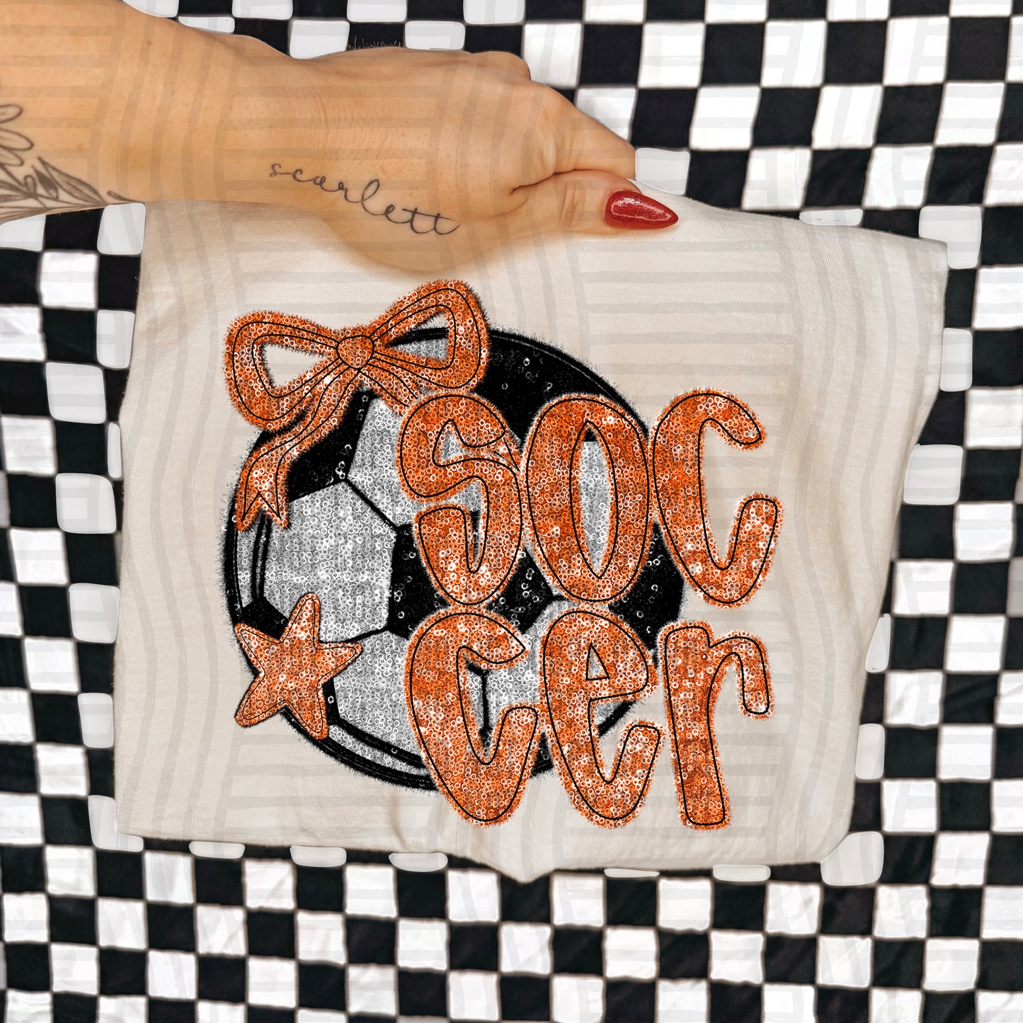 Soccer with bow -Faux sequin- Color Dropdown Digital Download 300DPI PNG FILE