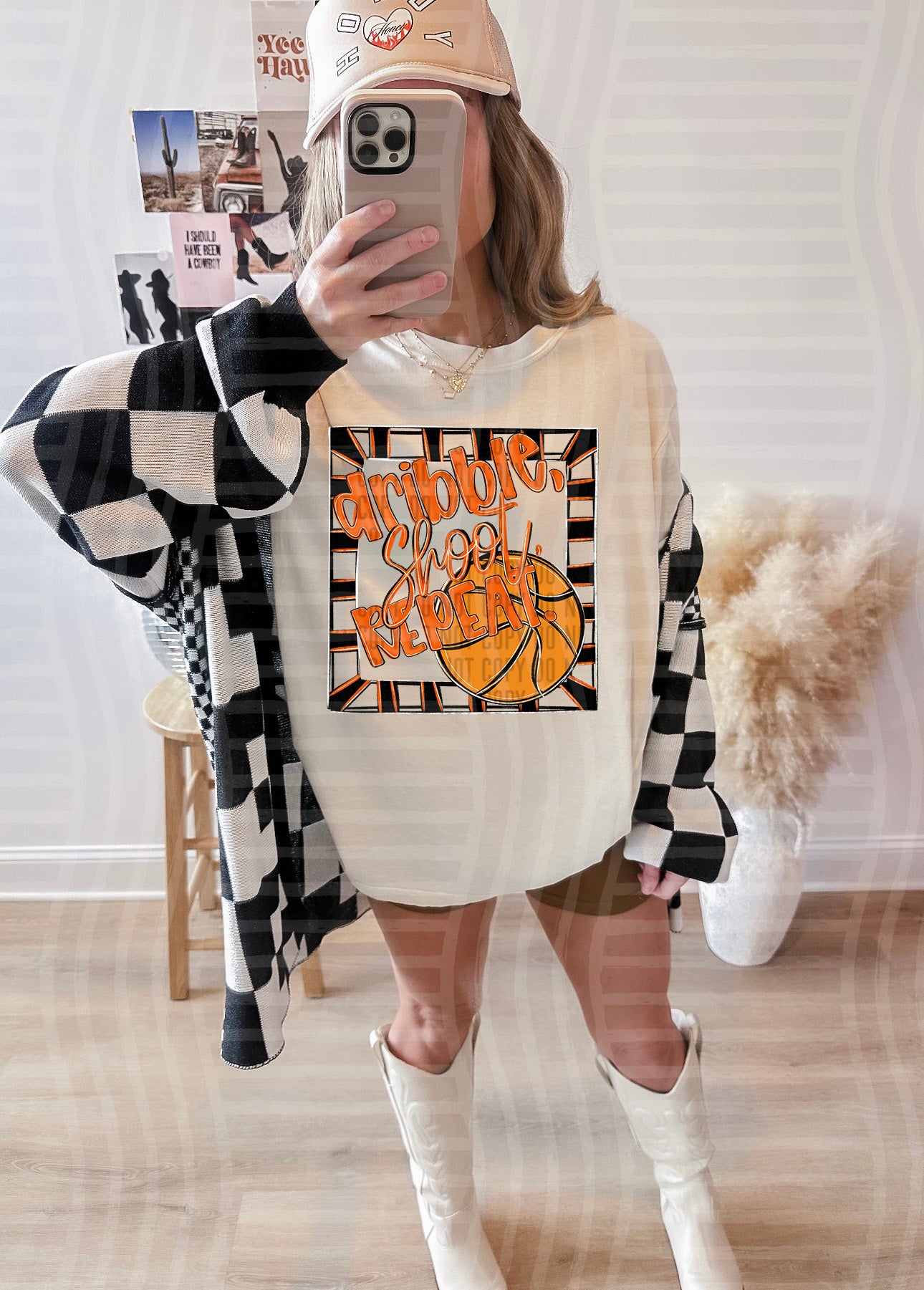 Dribble, Shoot, Repeat. - Color Dropdown Digital Download 300DPI PNG FILE