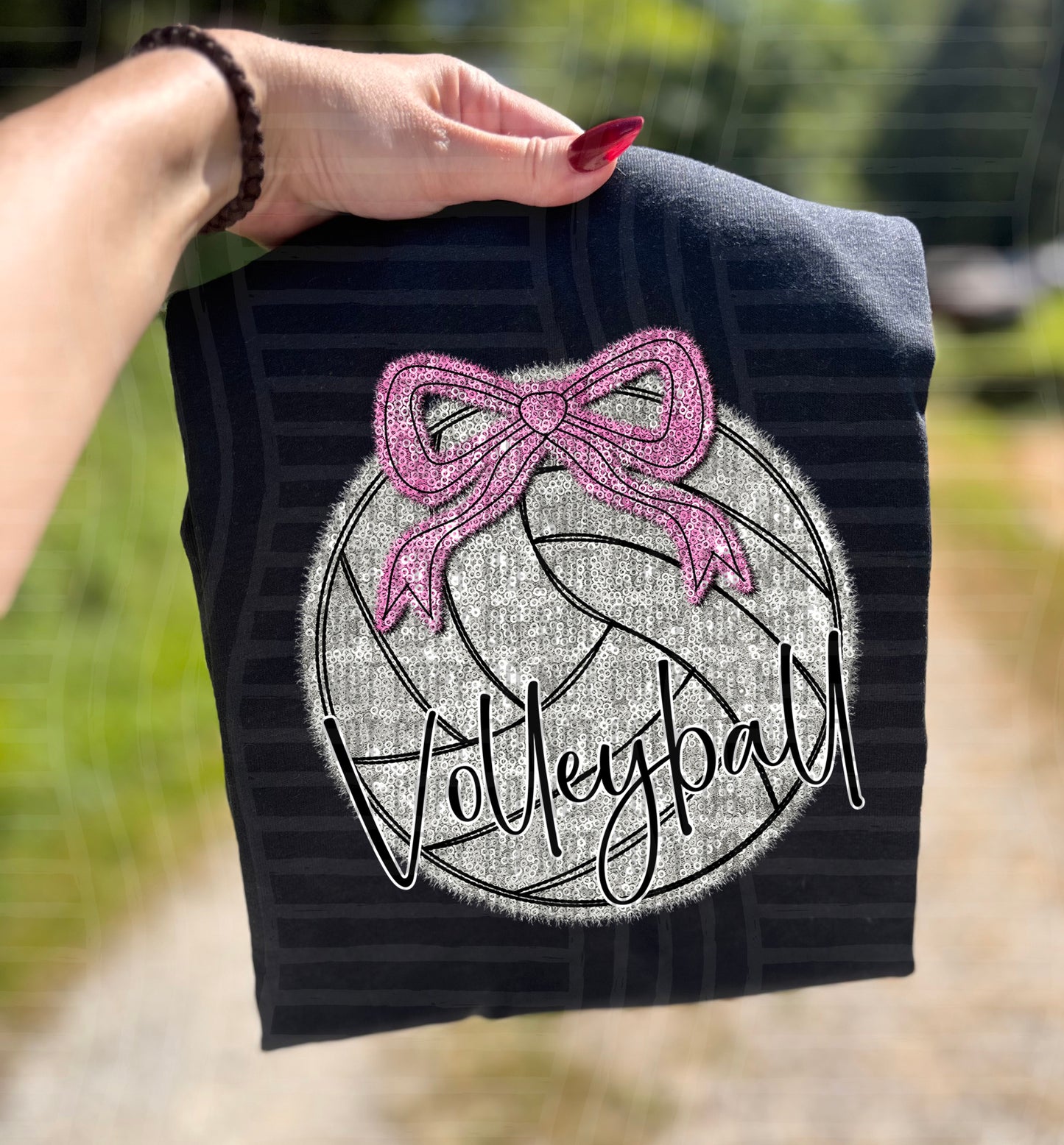 Volleyball with bow - Faux sequin- Color Dropdown Digital Download 300DPI PNG FILE