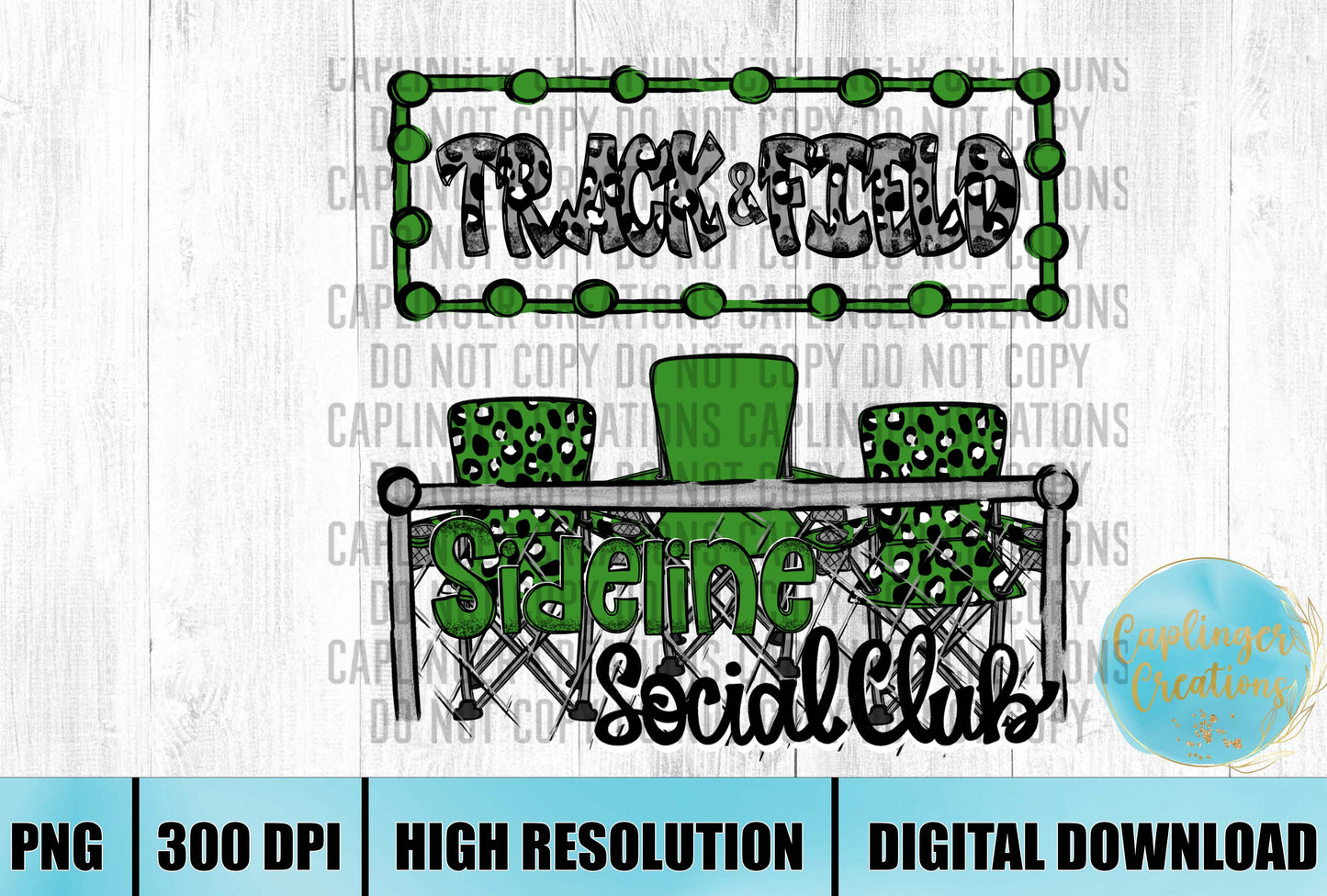 Green Track & Field Sidelines Social Club - Digital download 300DPI PNG FILE