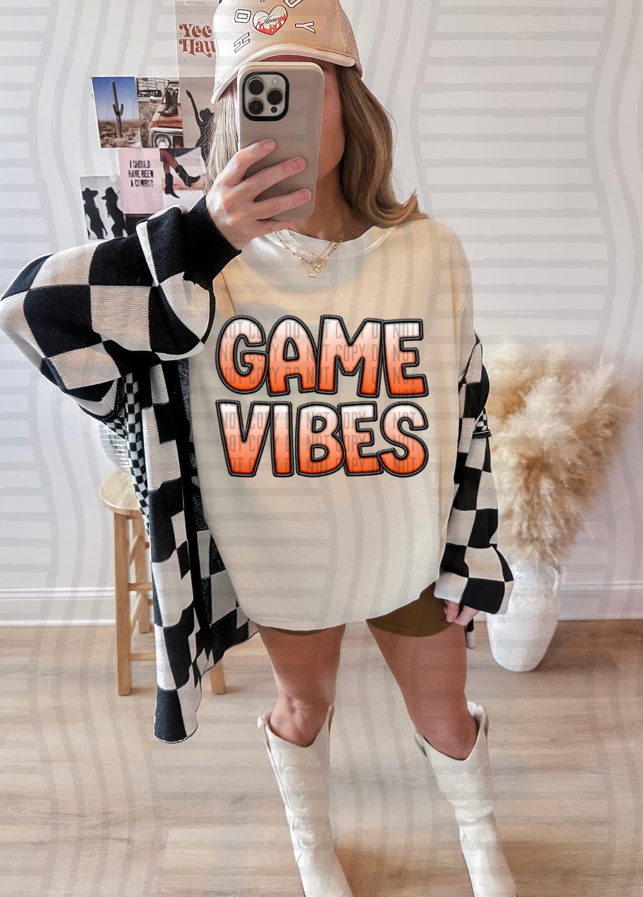 GAME VIBES - SOLID OMBRE - Faux Embroidery - Color Dropdown Digital Download 300DPI PNG FILE