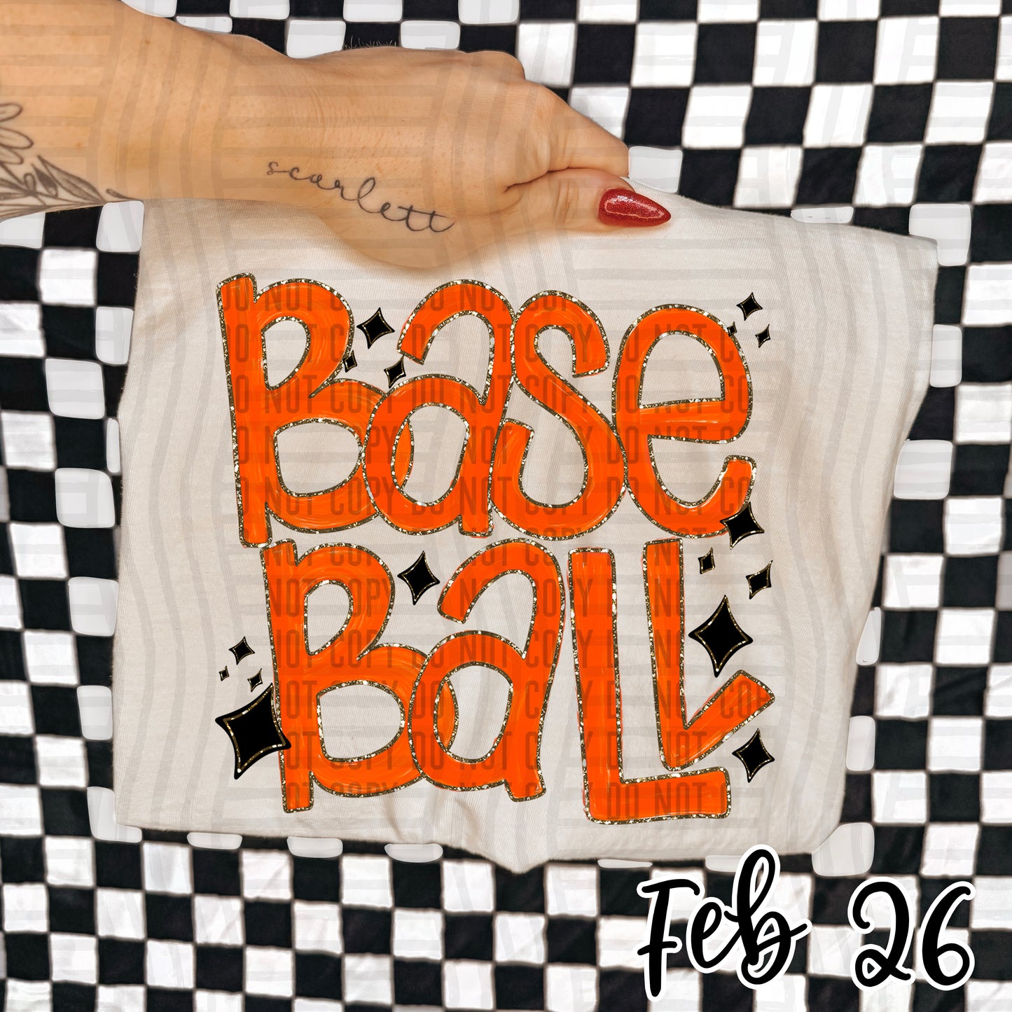 Baseball Hand Lettered -  Color Dropdown Digital Download 300DPI PNG FILE