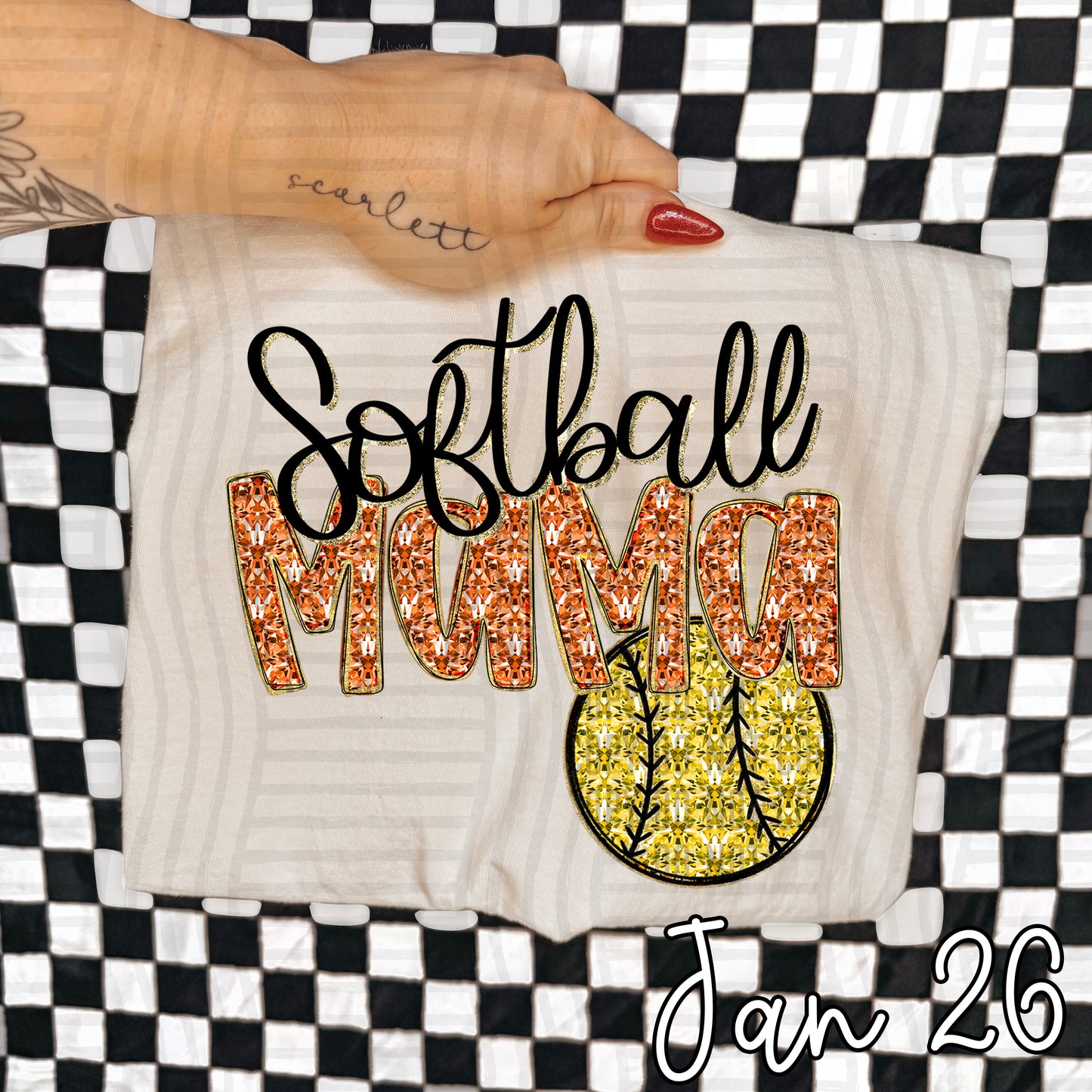 SOFTBALL Mama Bling - Faux Diamonds - Color Dropdown Digital Download 300DPI PNG FILE