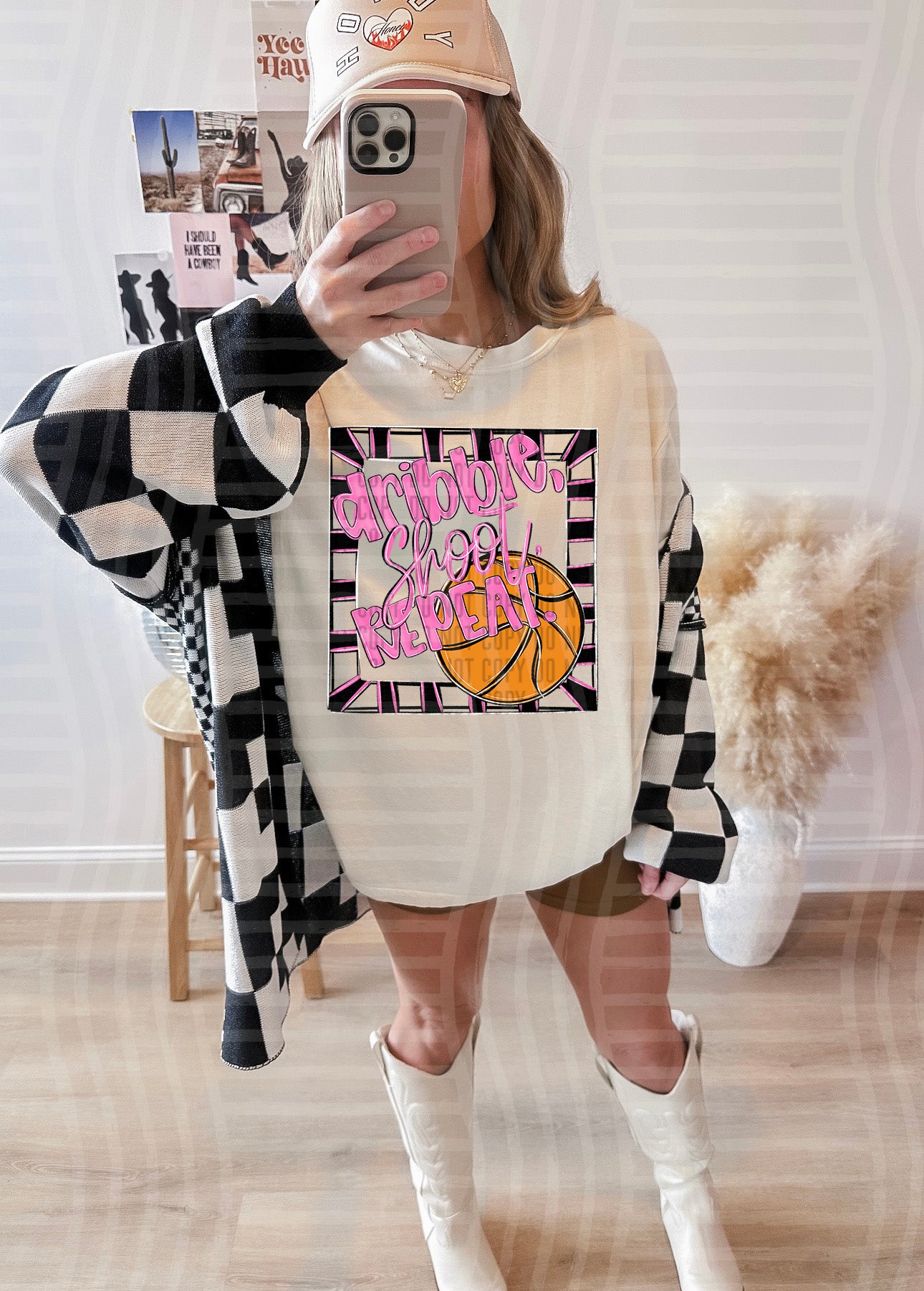 Dribble, Shoot, Repeat. - Color Dropdown Digital Download 300DPI PNG FILE