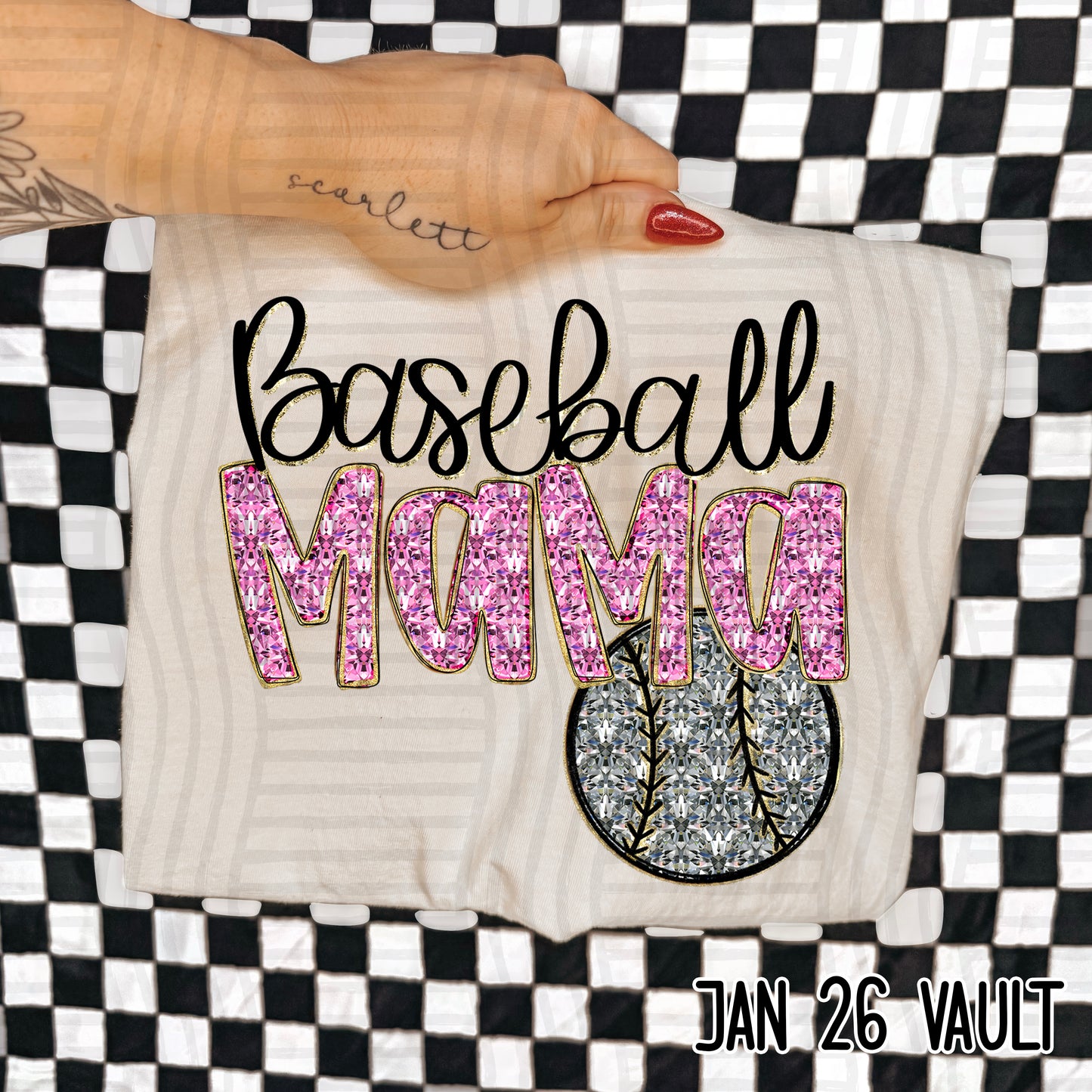 Baseball Mama Bling - Faux Diamonds - Color Dropdown Digital Download 300DPI PNG FILE