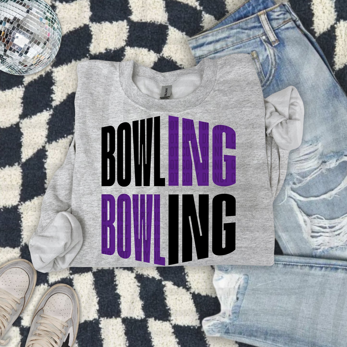 BOWLING word art - Color Dropdown Digital Download 300DPI PNG FILE