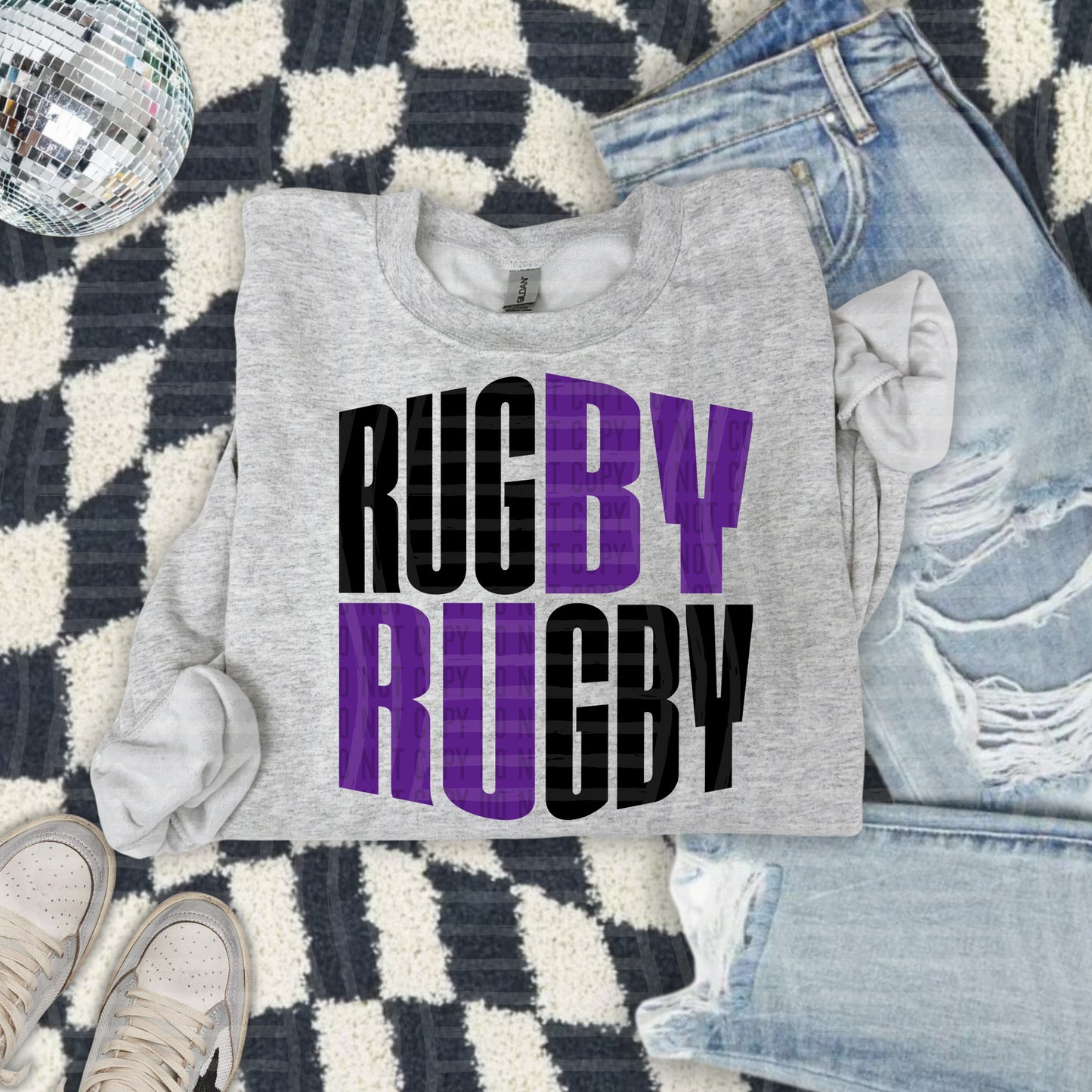 RUGBY word art - Color Dropdown Digital Download 300DPI PNG FILE