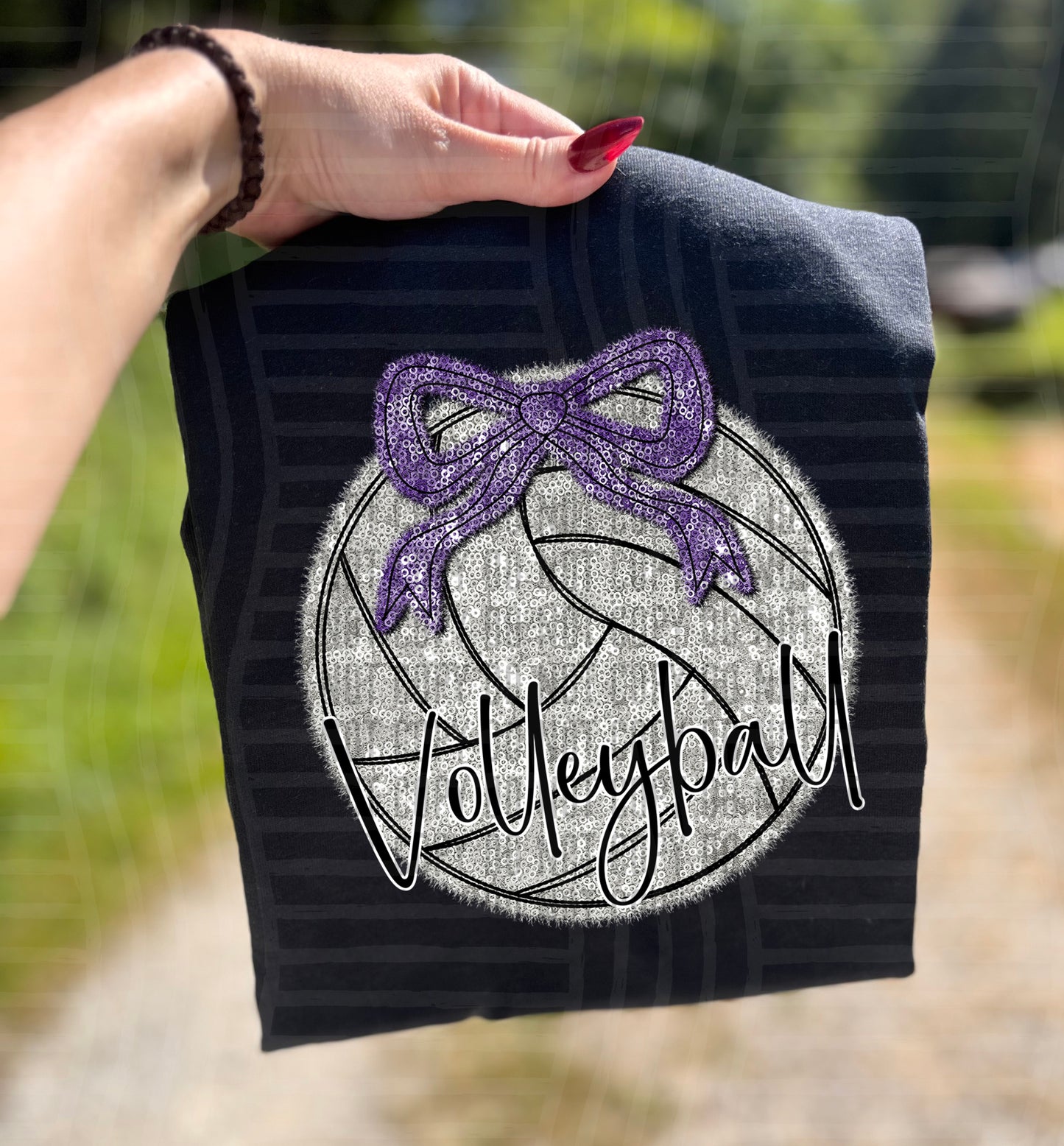 Volleyball with bow - Faux sequin- Color Dropdown Digital Download 300DPI PNG FILE