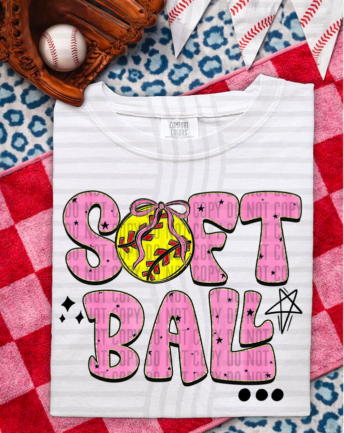 Softball Retro - Color Dropdown Digital Download 300DPI PNG FILE
