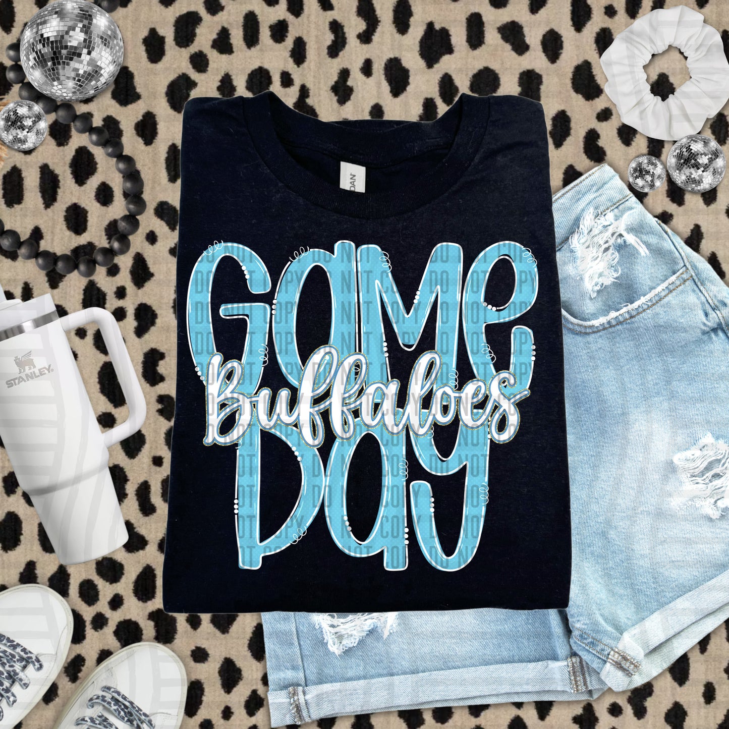 Bright Blue - GAME DAY Doodles - 300 dpi Digital Download