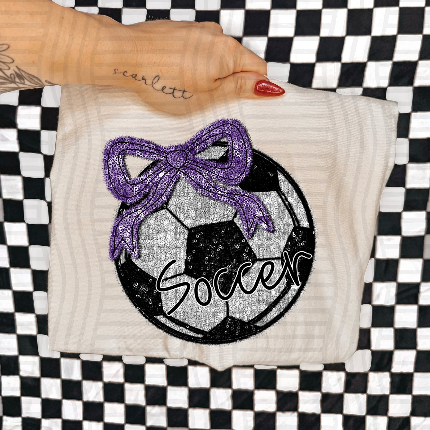 Soccer script -Faux sequin- Color Dropdown Digital Download 300DPI PNG FILE