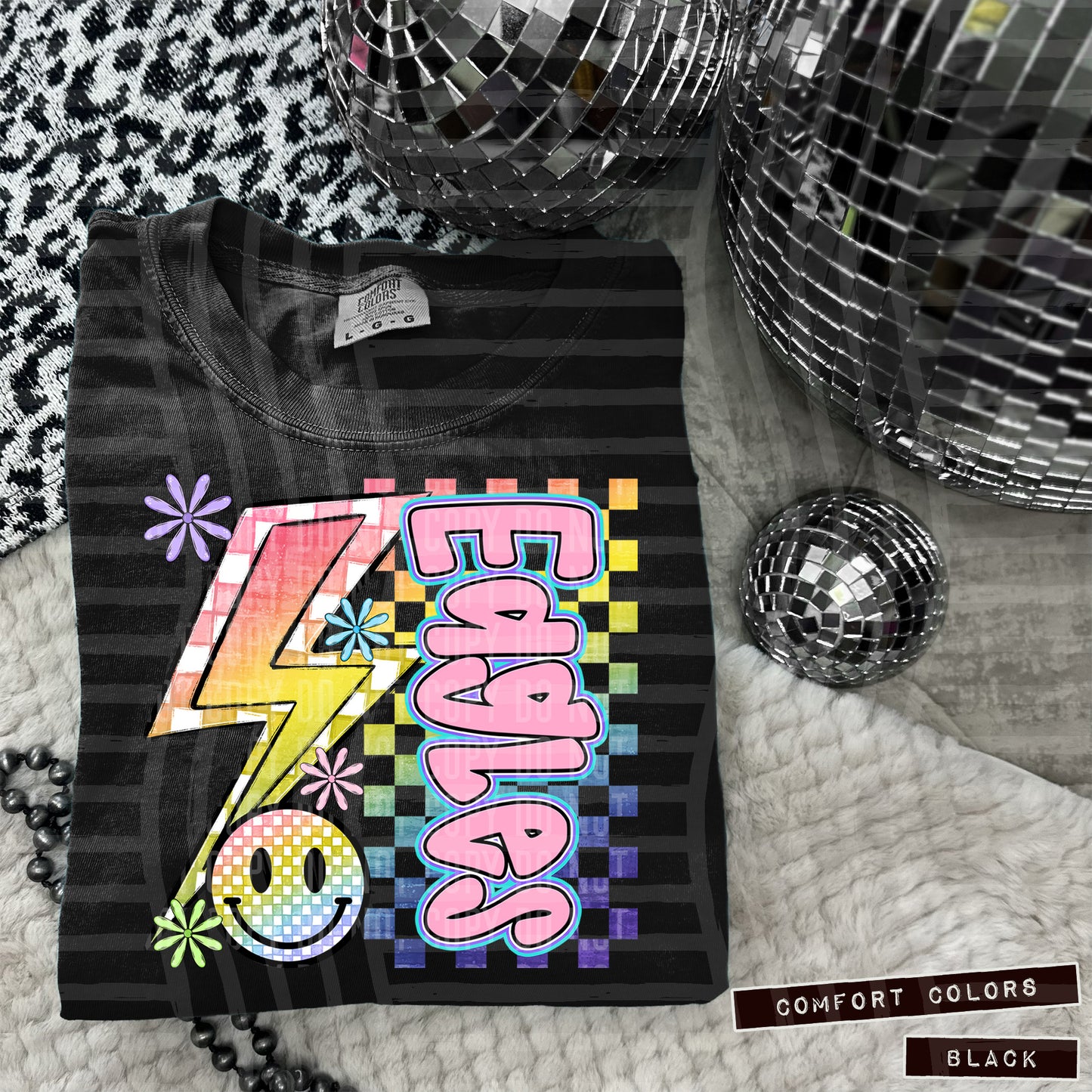 Sideways Rainbow Checker Bolt Happy Mascots Dropdown - Digital Download 300DPI PNG FILE