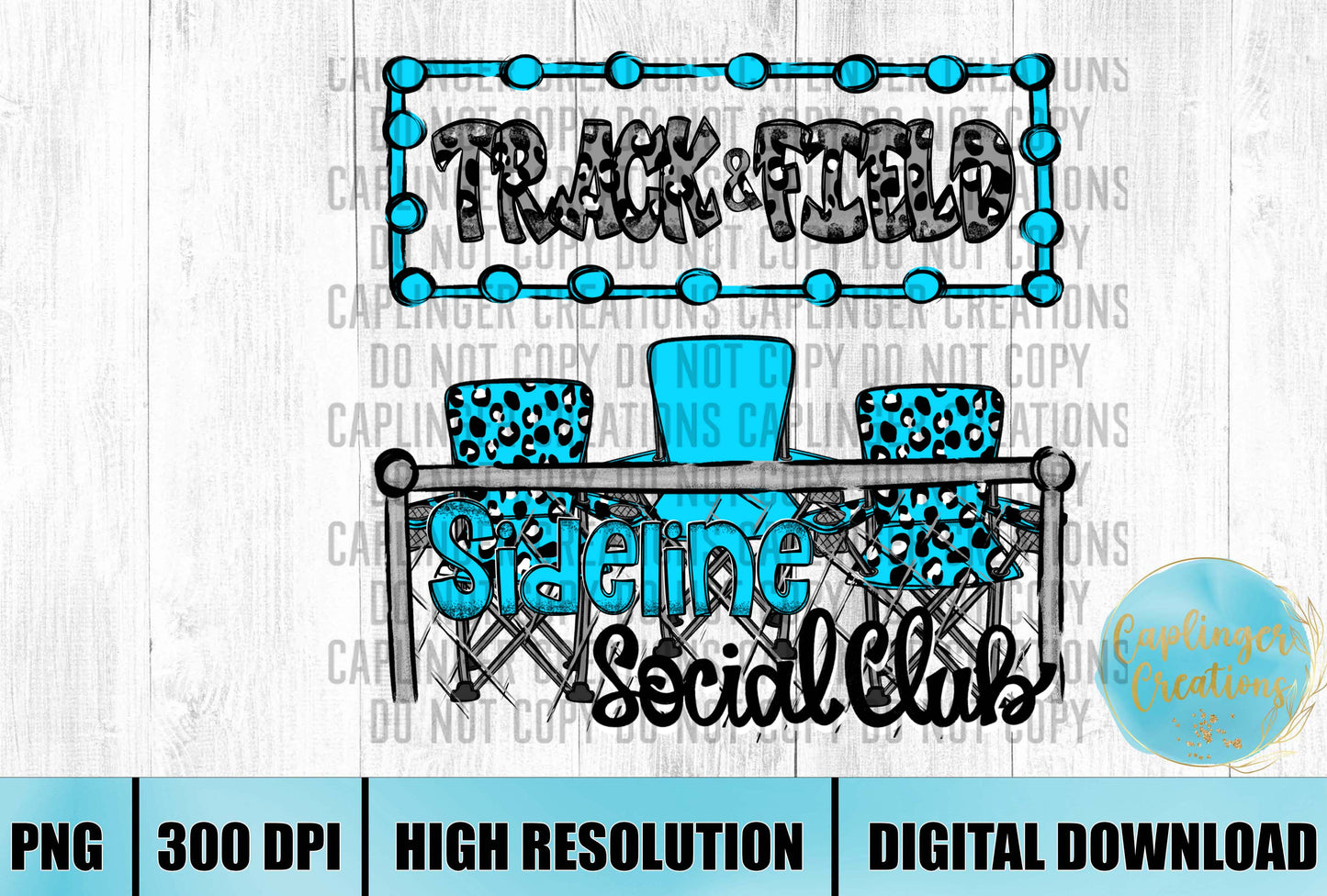 Light Blue Track & Field Sidelines Social Club - Digital download 300DPI PNG FILE