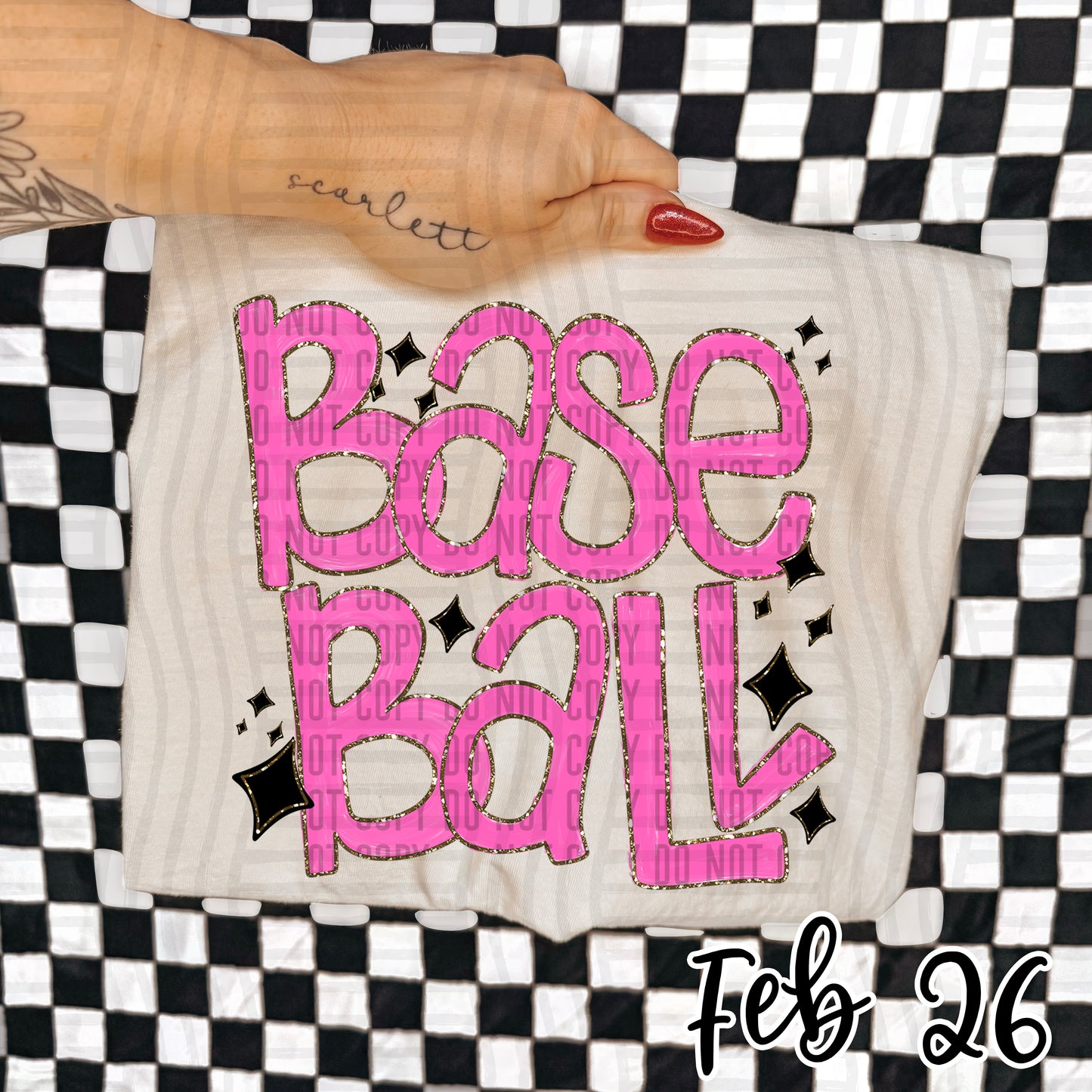 Baseball Hand Lettered -  Color Dropdown Digital Download 300DPI PNG FILE