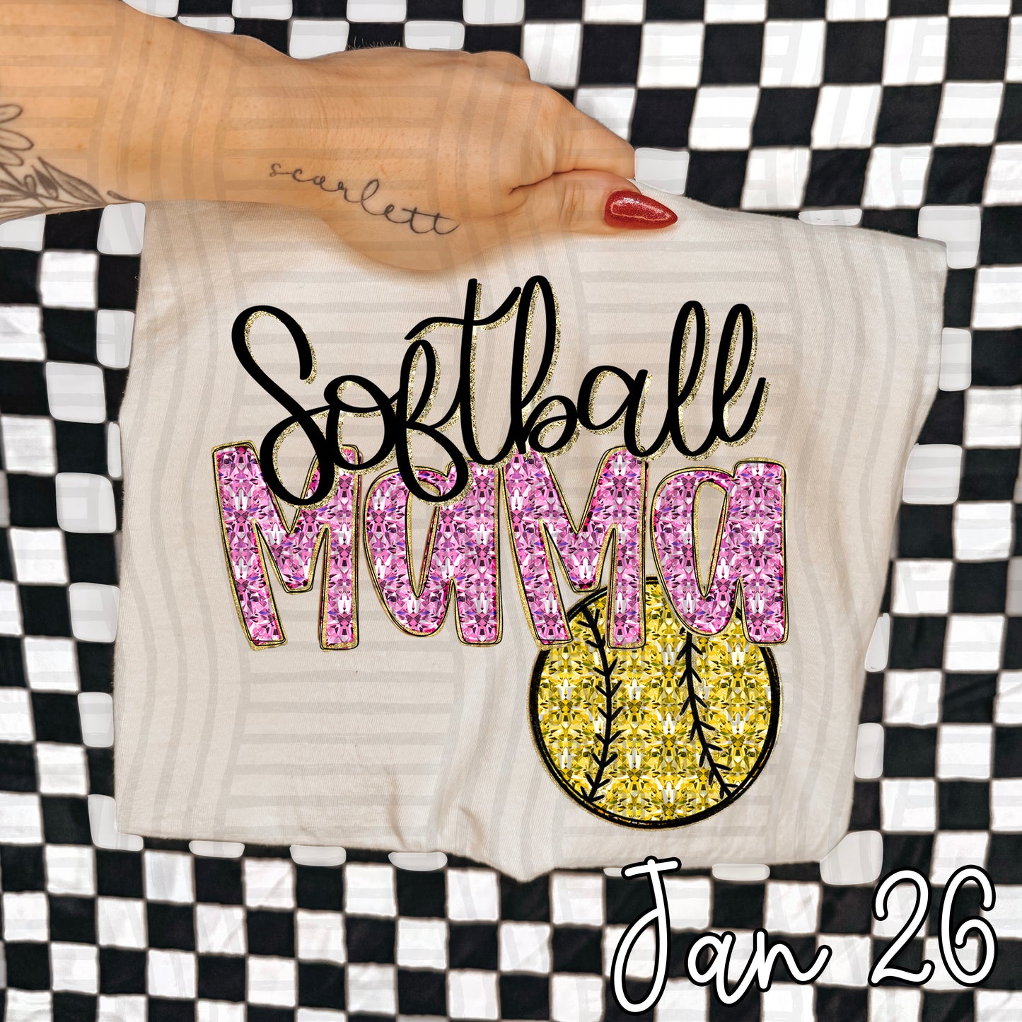SOFTBALL Mama Bling - Faux Diamonds - Color Dropdown Digital Download 300DPI PNG FILE