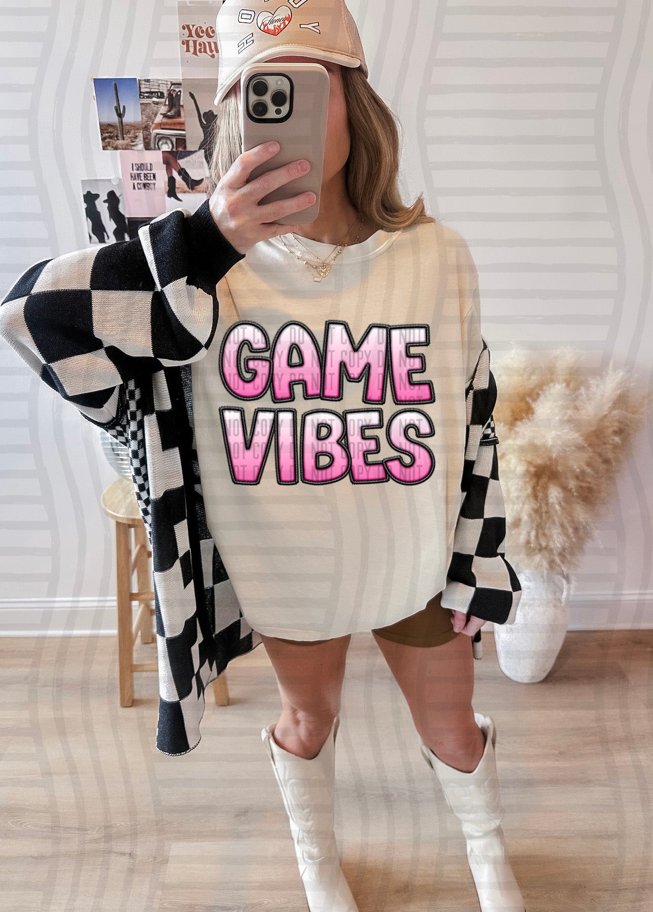 GAME VIBES - SOLID OMBRE - Faux Embroidery - Color Dropdown Digital Download 300DPI PNG FILE