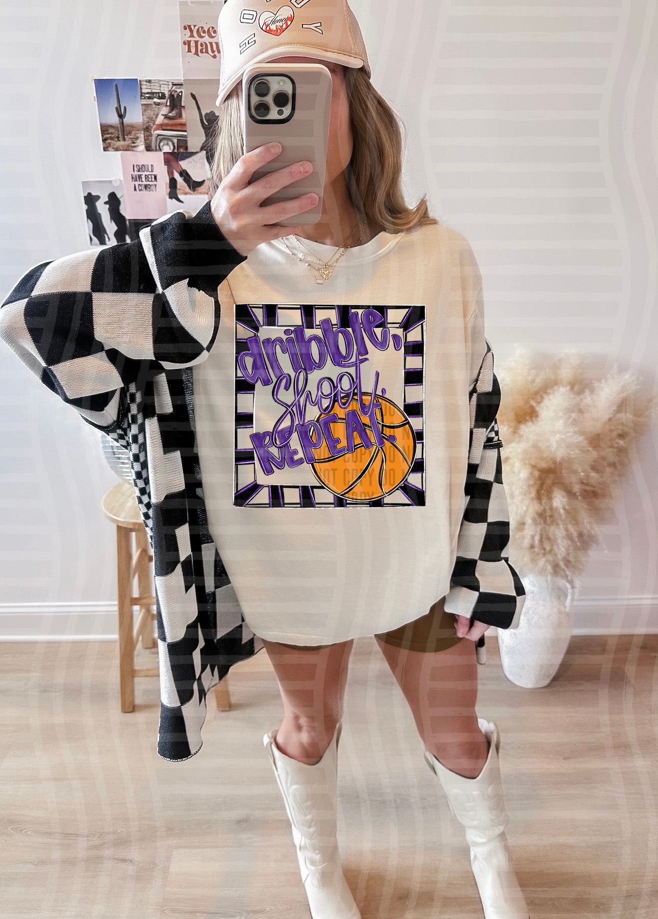 Dribble, Shoot, Repeat. - Color Dropdown Digital Download 300DPI PNG FILE