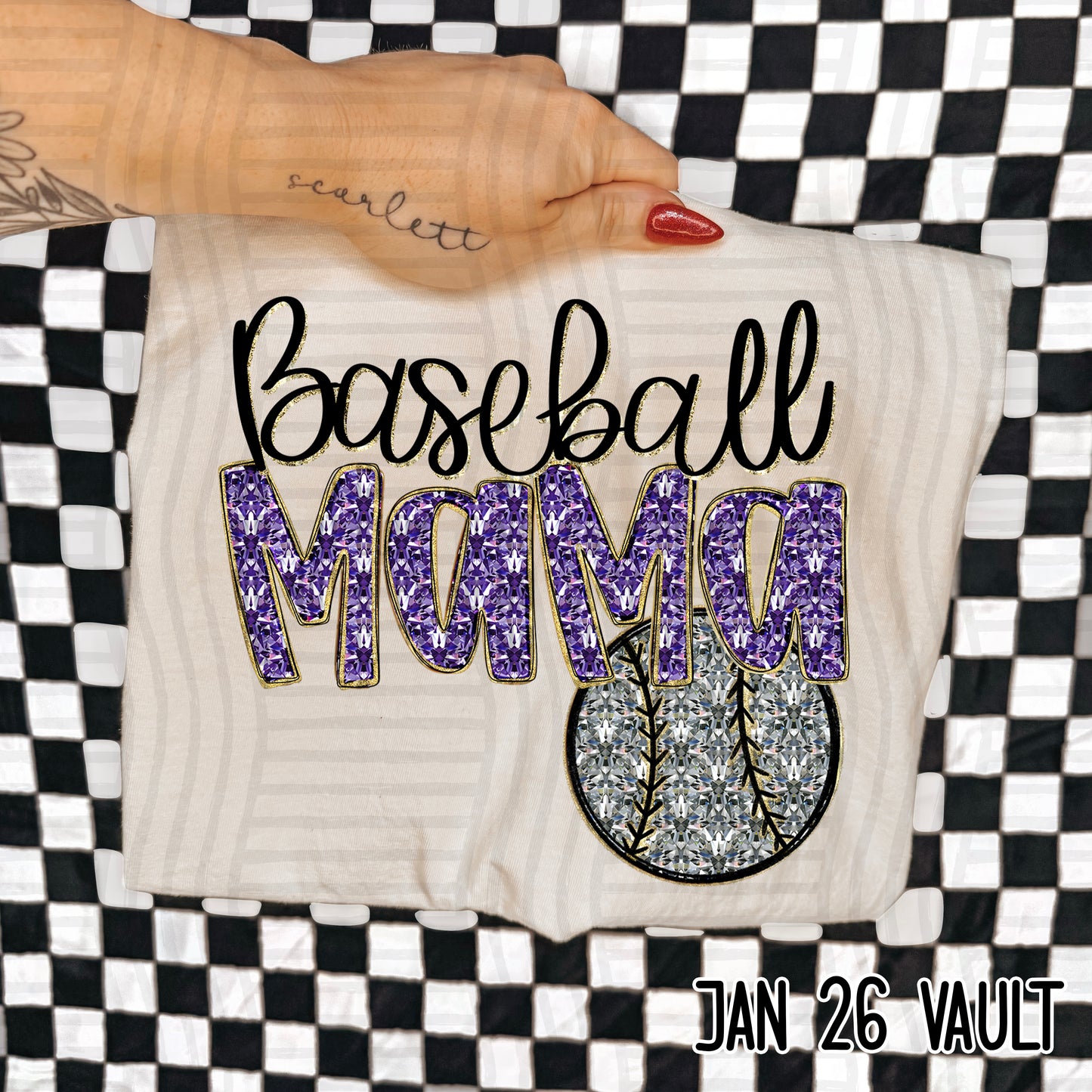 Baseball Mama Bling - Faux Diamonds - Color Dropdown Digital Download 300DPI PNG FILE