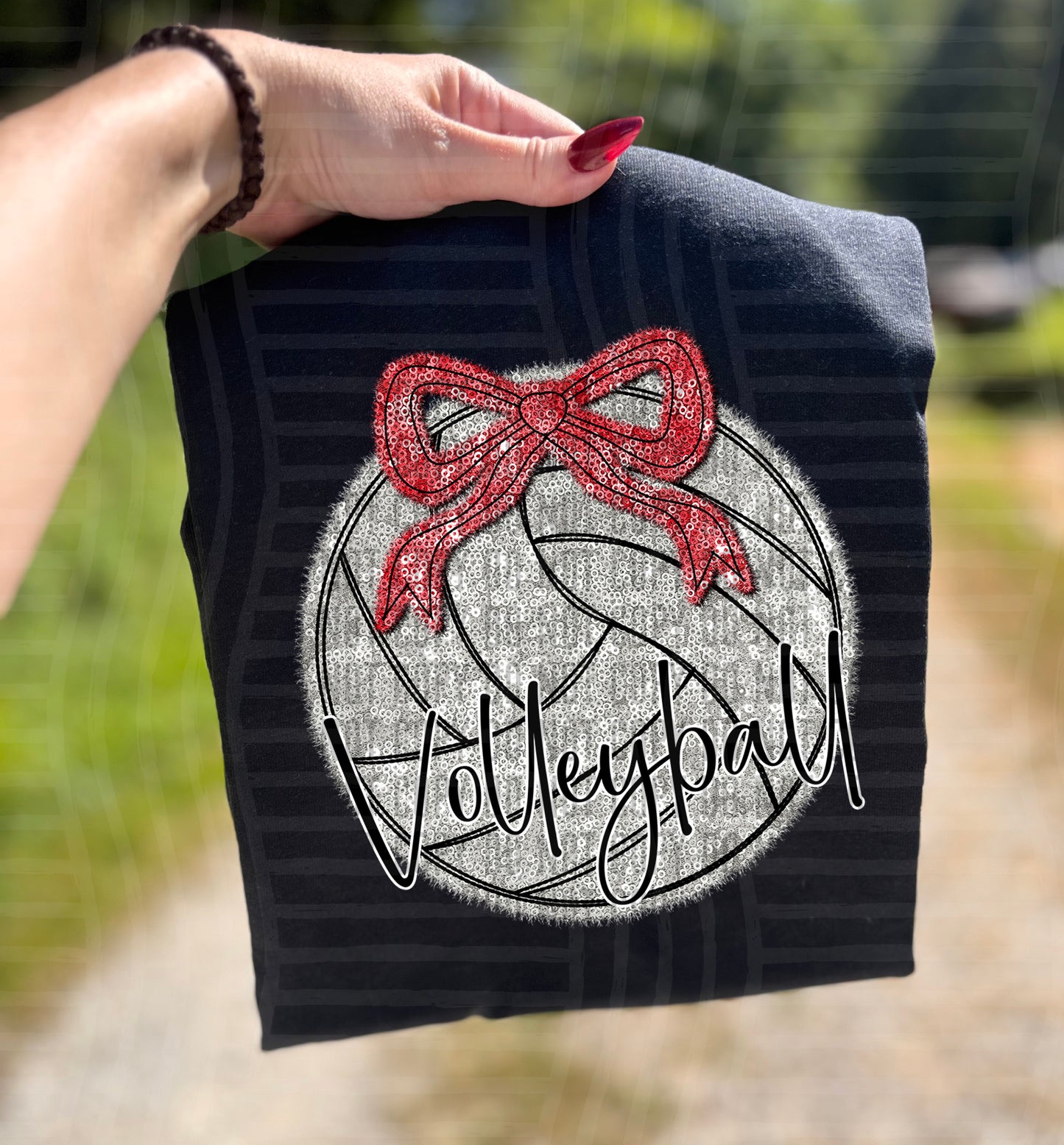 Volleyball with bow - Faux sequin- Color Dropdown Digital Download 300DPI PNG FILE