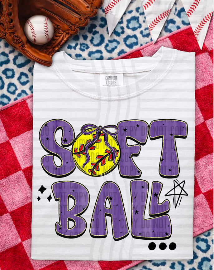 Softball Retro - Color Dropdown Digital Download 300DPI PNG FILE