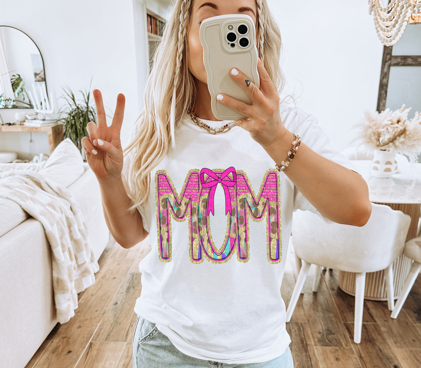 Preppy Leopard MOM NAMES (Small BOW) - DROPDOWN + CUSTOM - Digital Download 300DPI PNG FILE