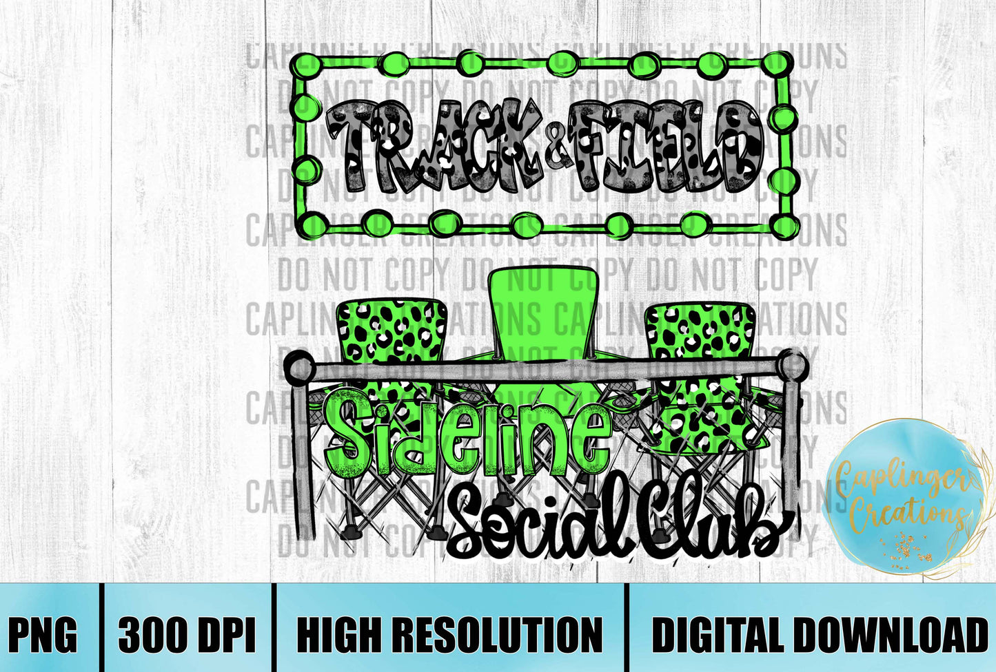 Lime Green Track & Field Sidelines Social Club - Digital download 300DPI PNG FILE