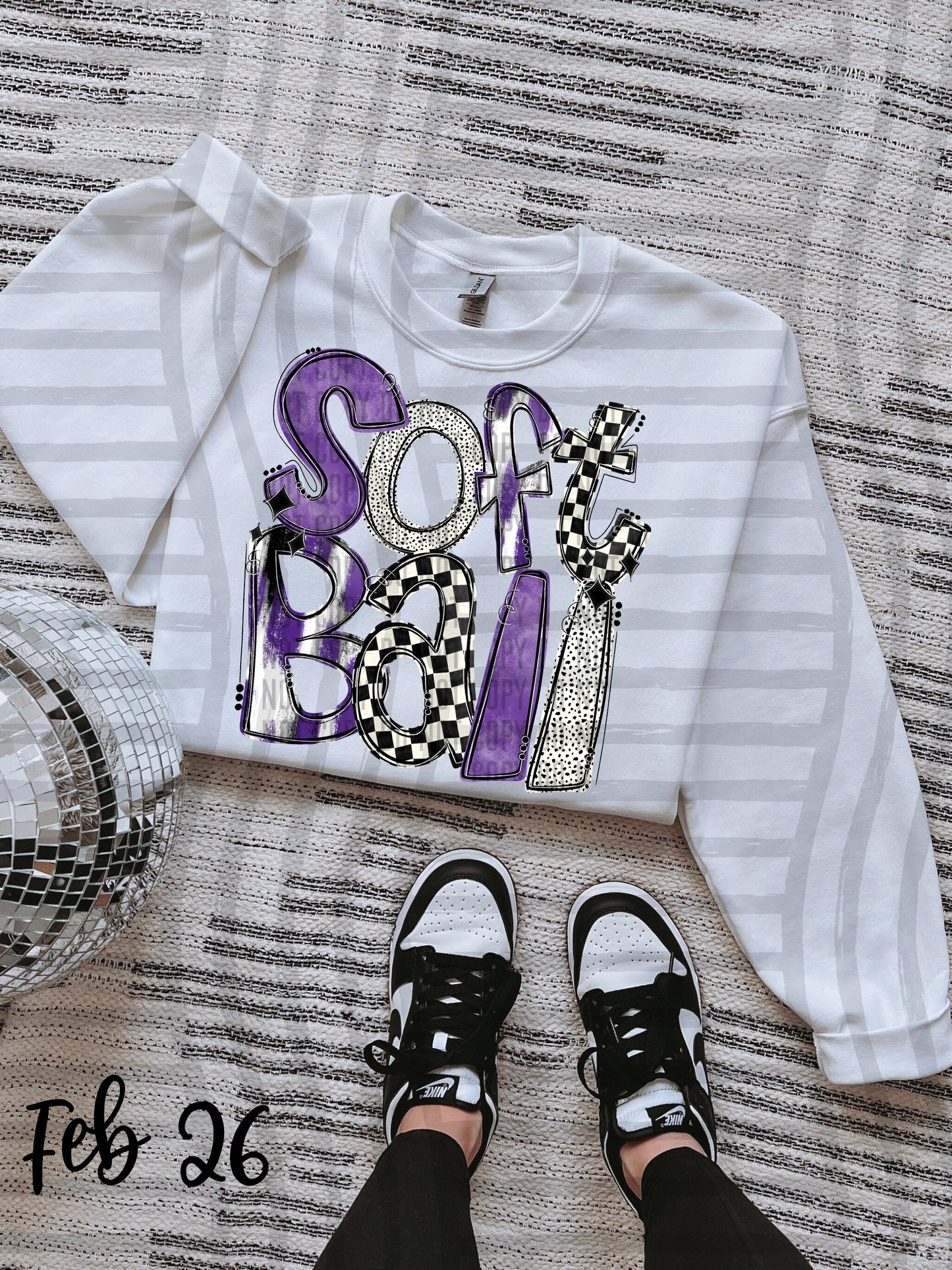 HAND LETTERED SOFTBALL - Color Dropdown Digital Download 300DPI PNG FILE