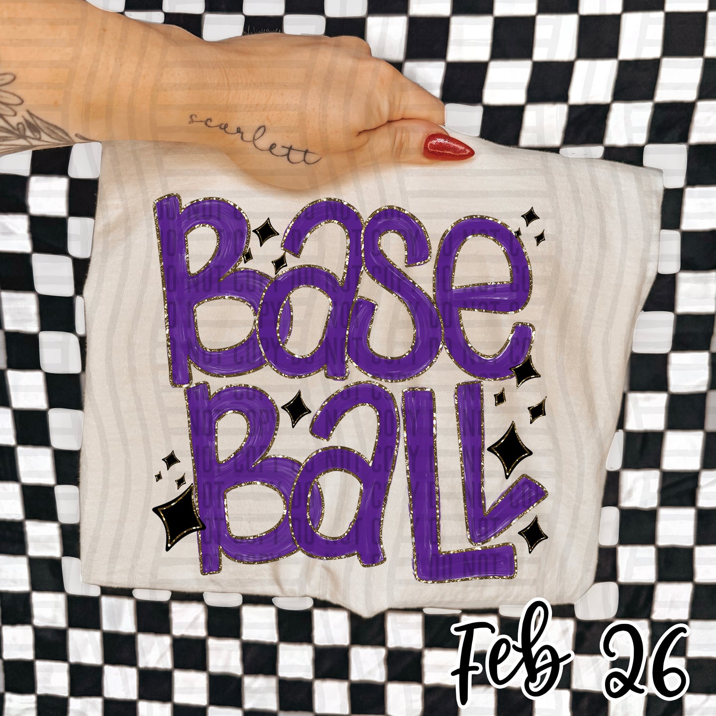Baseball Hand Lettered -  Color Dropdown Digital Download 300DPI PNG FILE