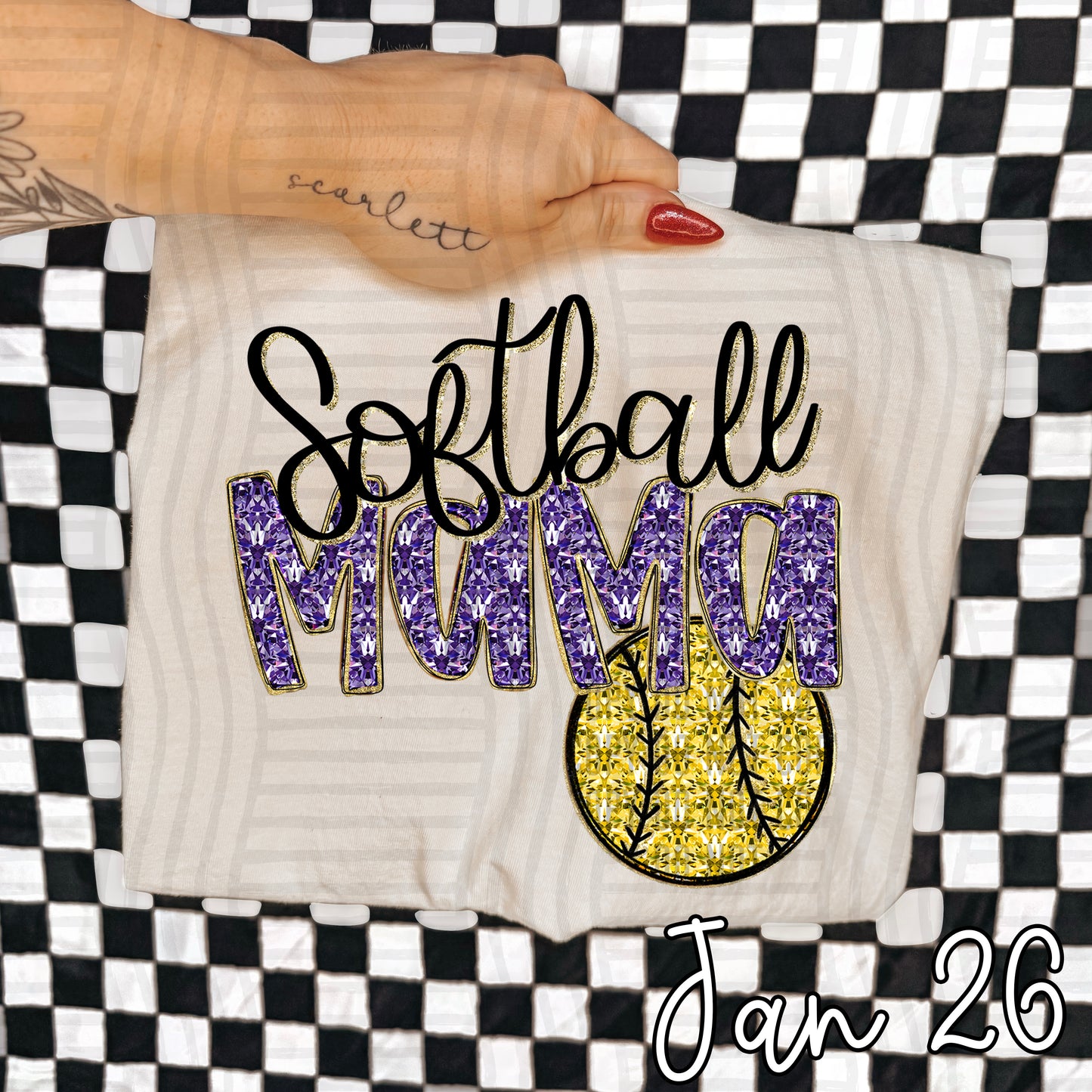SOFTBALL Mama Bling - Faux Diamonds - Color Dropdown Digital Download 300DPI PNG FILE